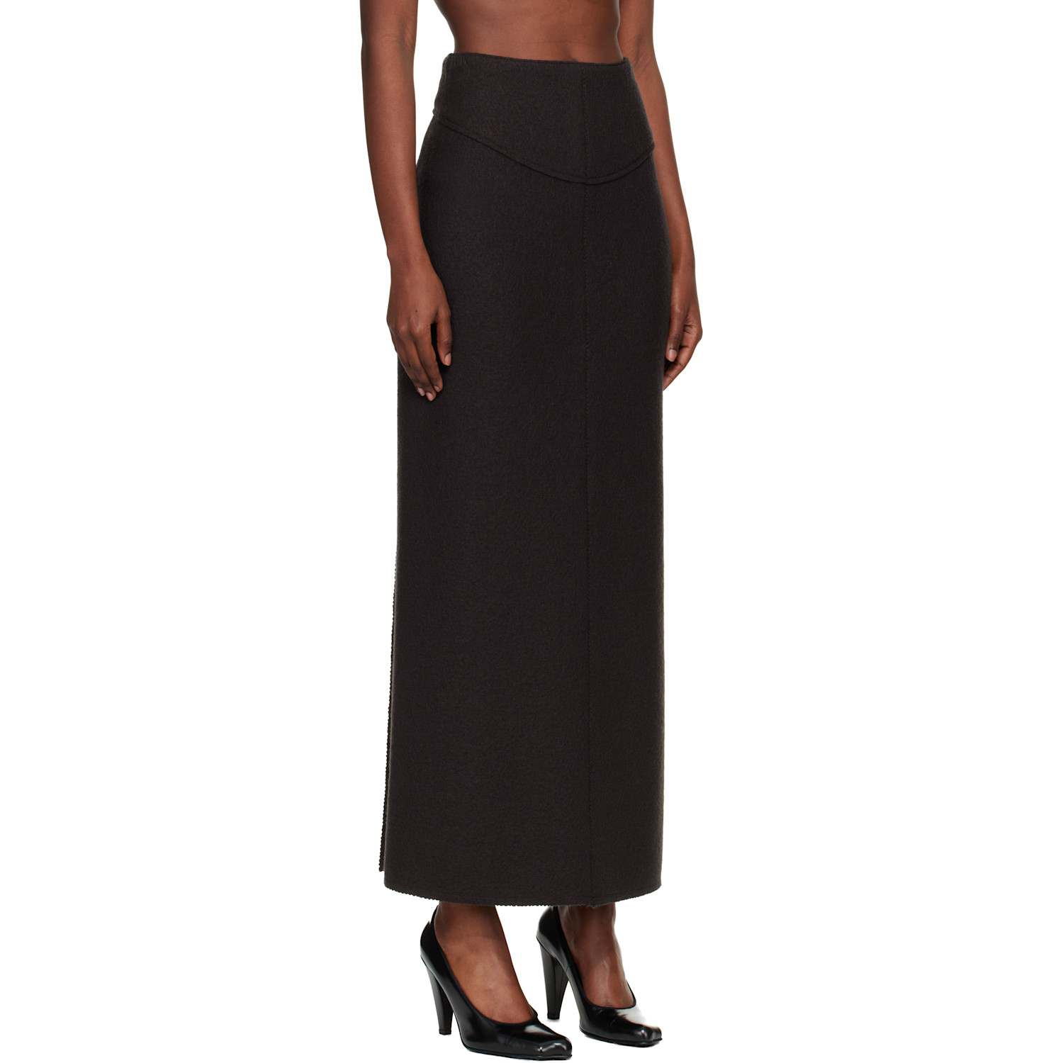  Lanvin Brown Pencil Maxi Skirt 