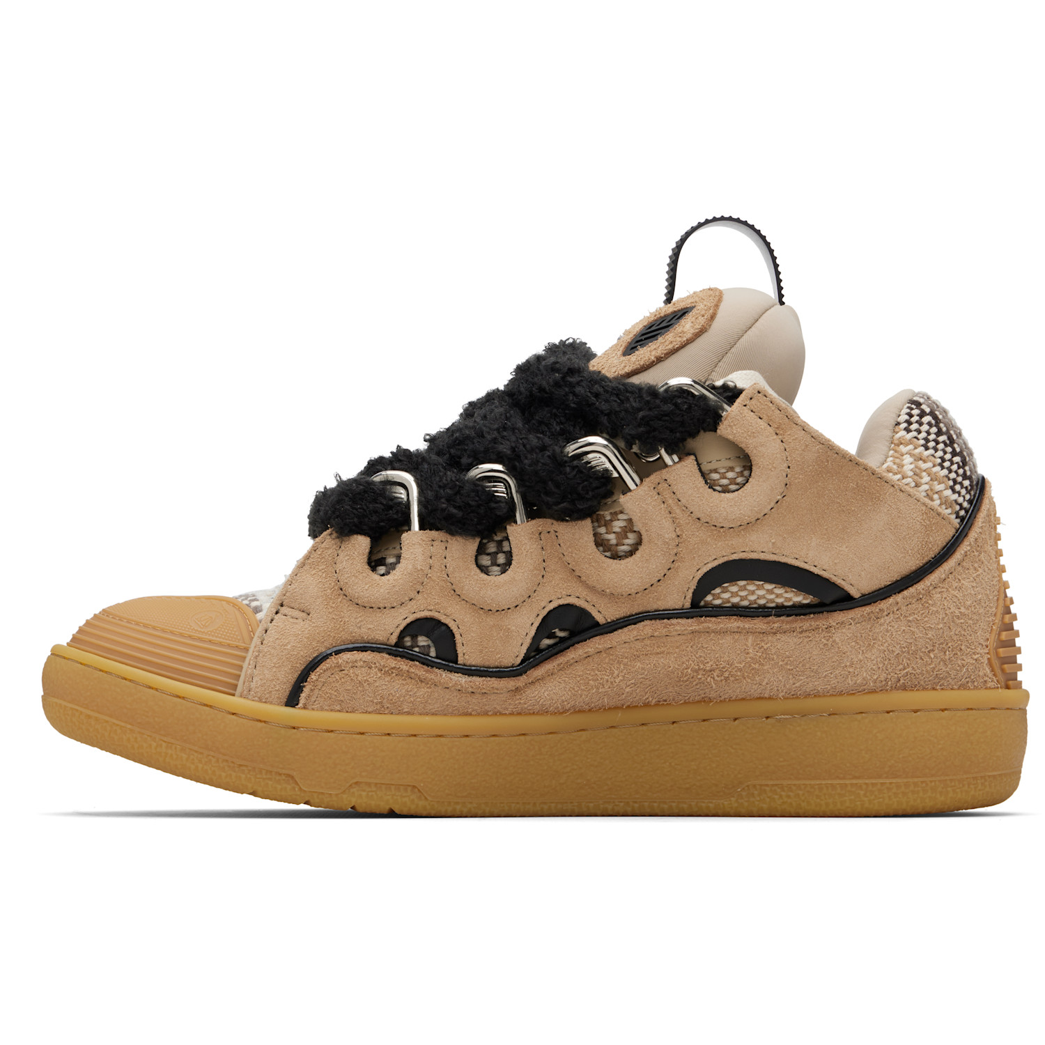  Lanvin Beige Curb Suede Sneakers 