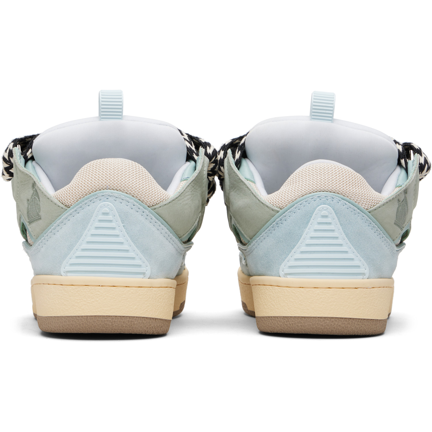  Lanvin Green & Blue Leather Curb Sneakers 