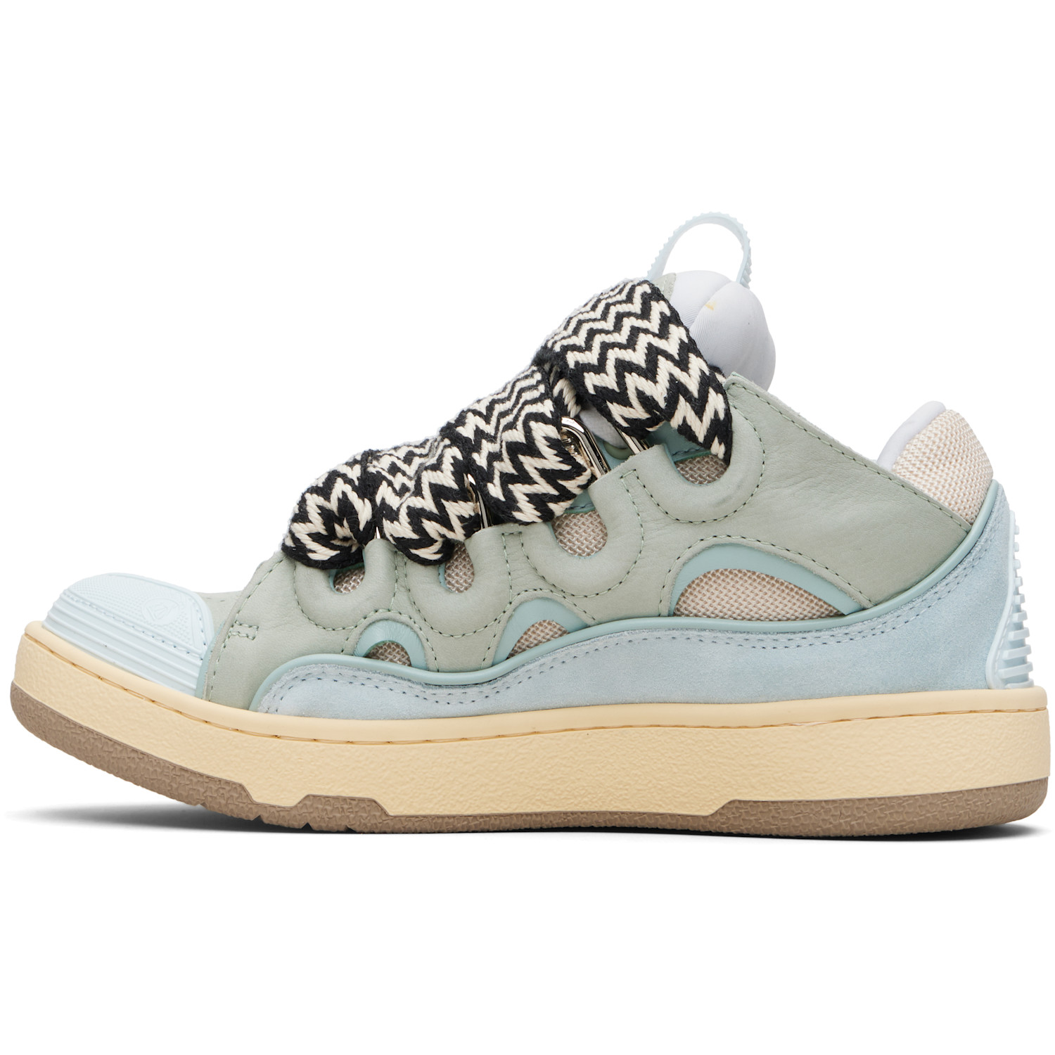  Lanvin Green & Blue Leather Curb Sneakers 