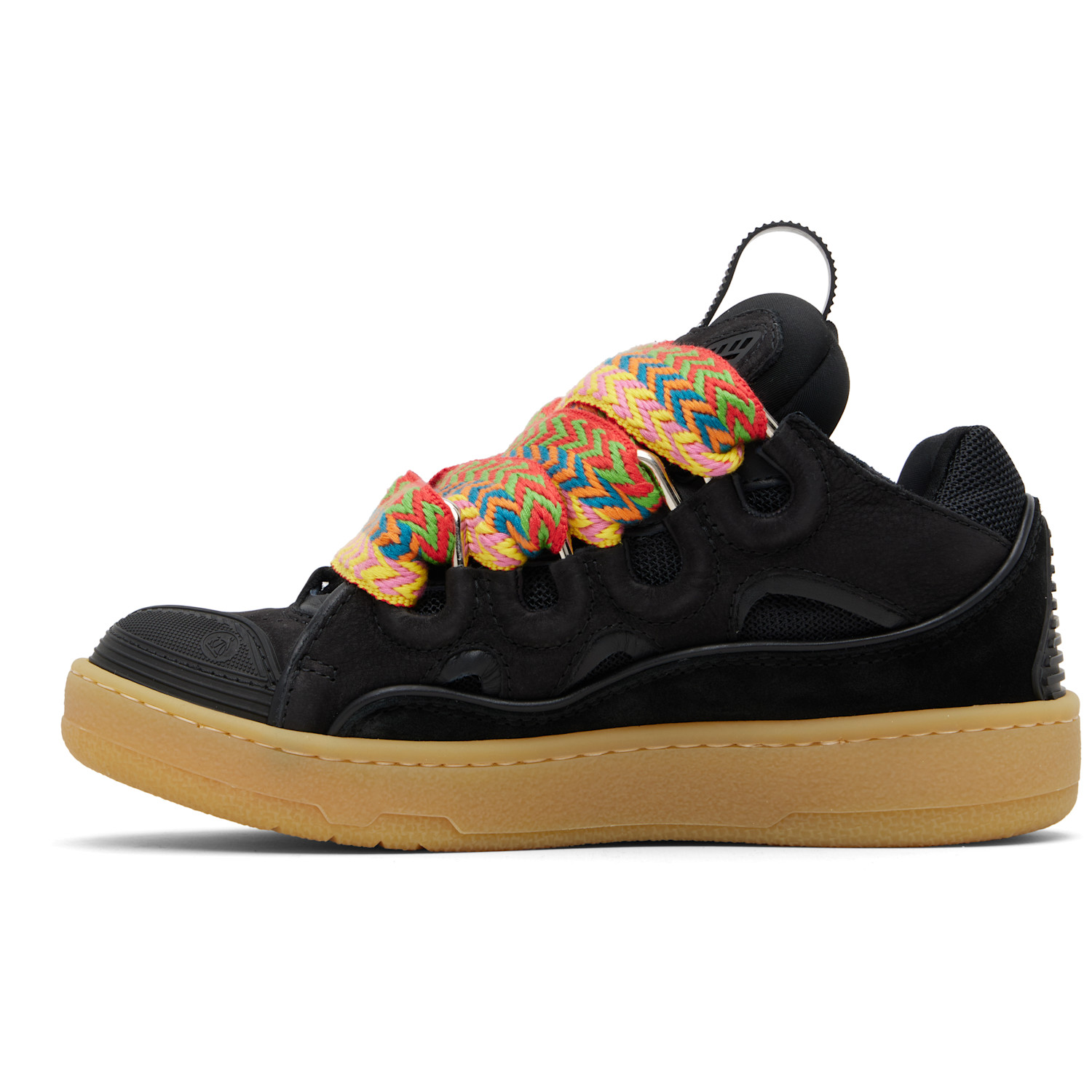  Lanvin Black Leather Curb Sneakers 
