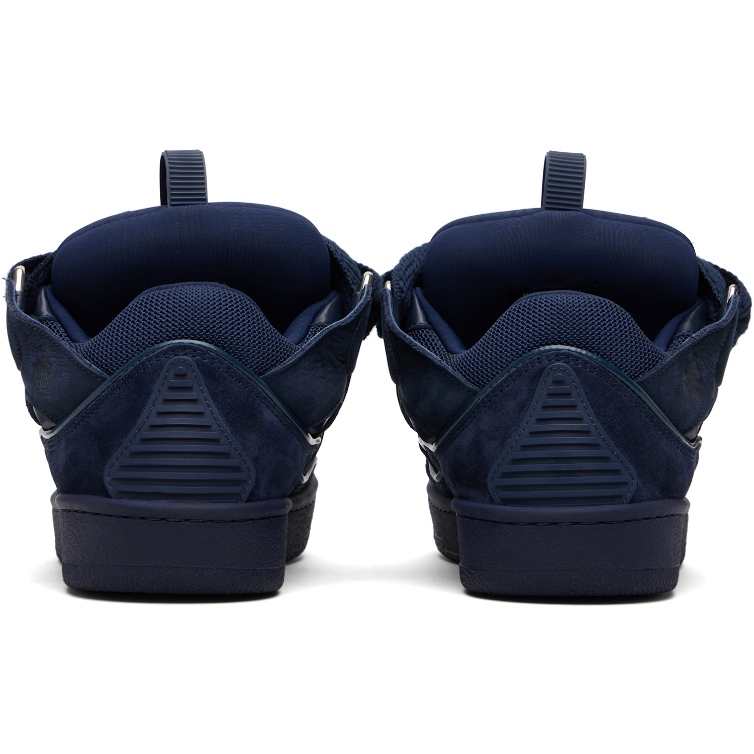  Lanvin Navy Leather Curb Sneakers 