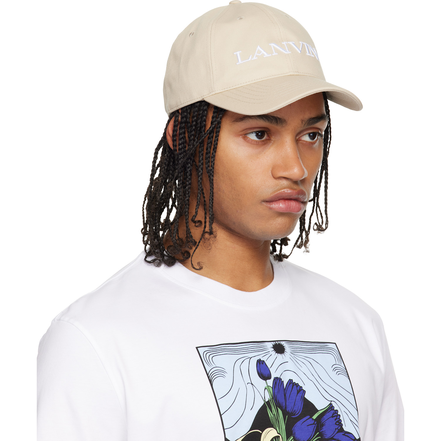  Lanvin Beige 'lanvin' Cotton Cap 