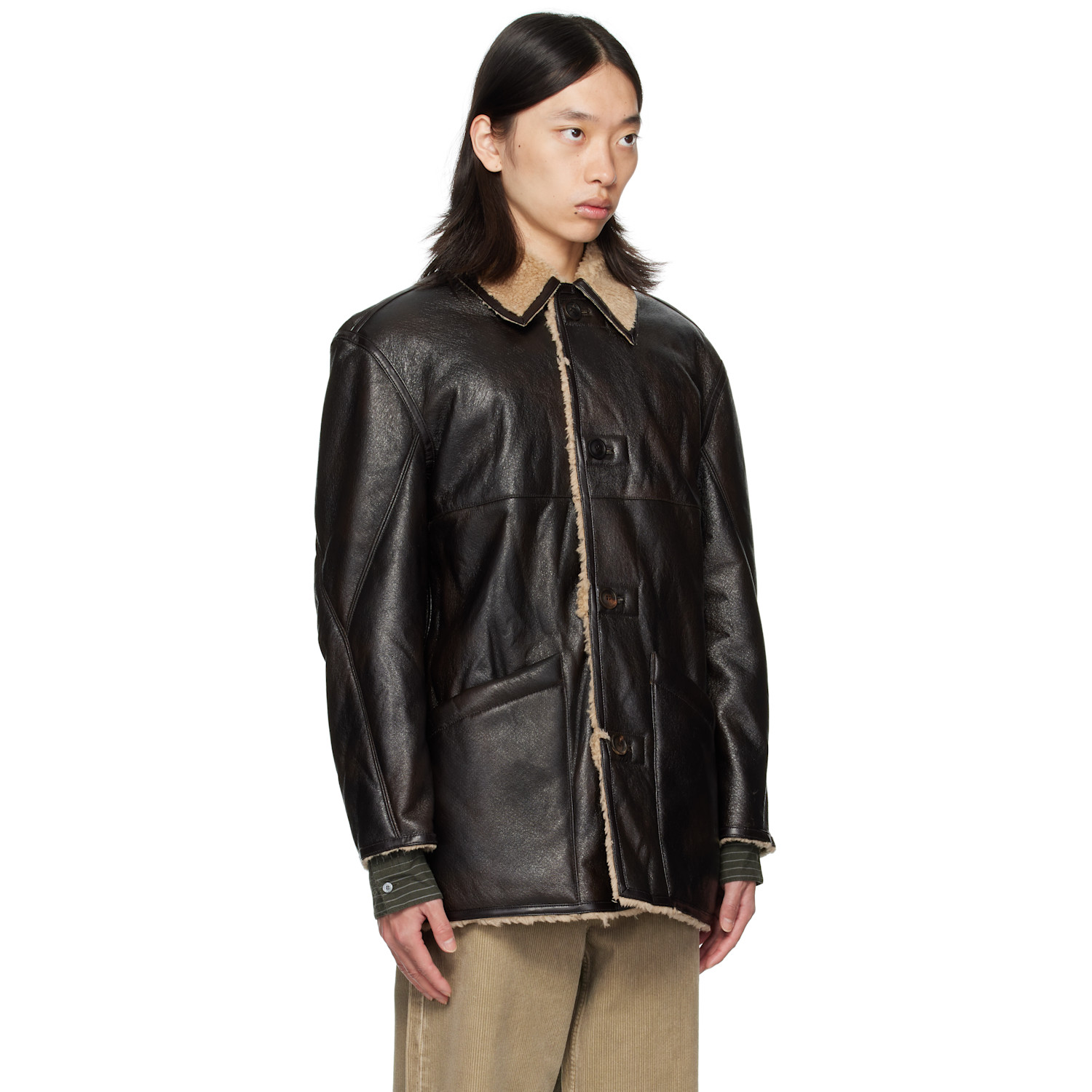  Coor Brown & Beige Reversible Eco Faux-shearling Coat 