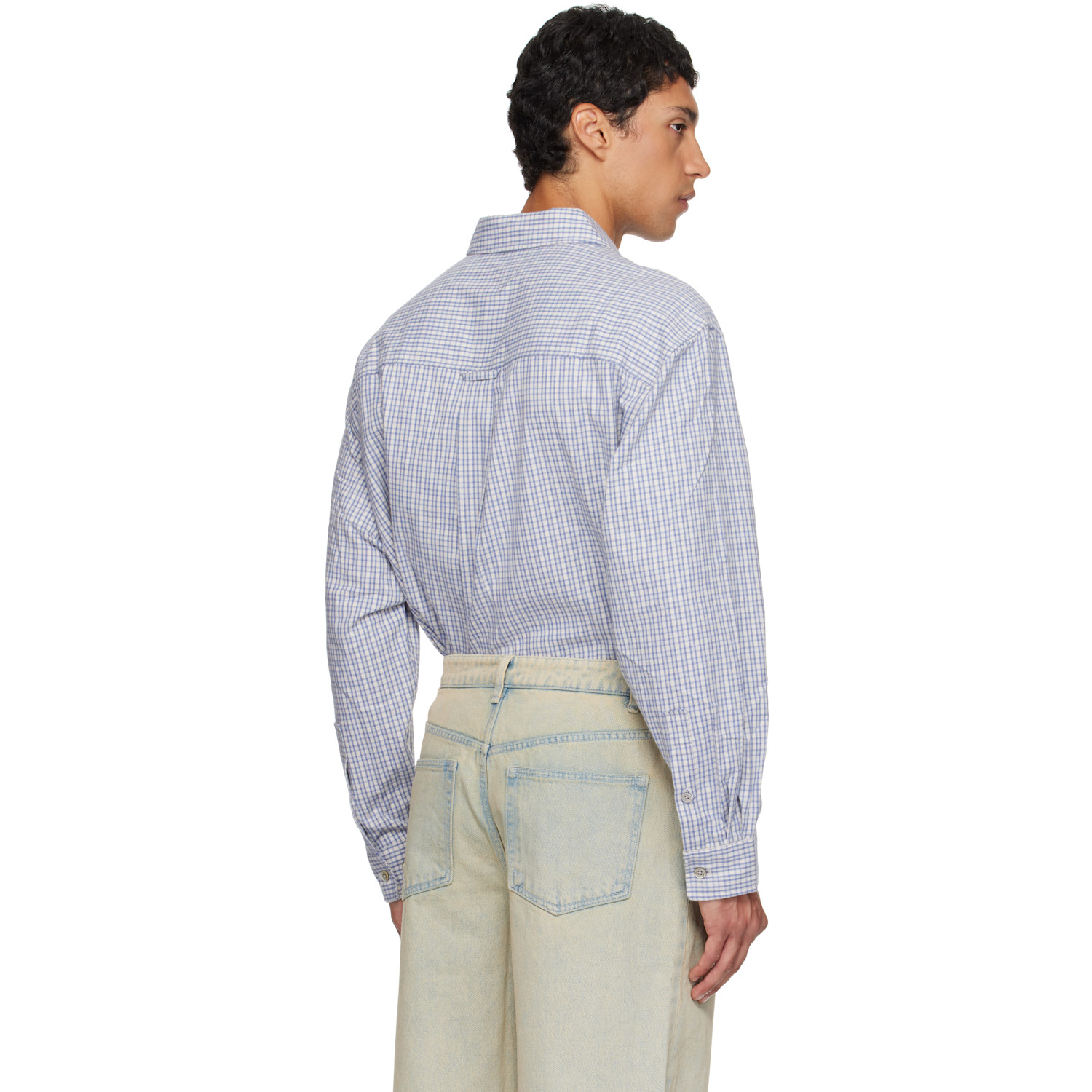 Coor Blue & White Block Checkered One Pocket Shirt 