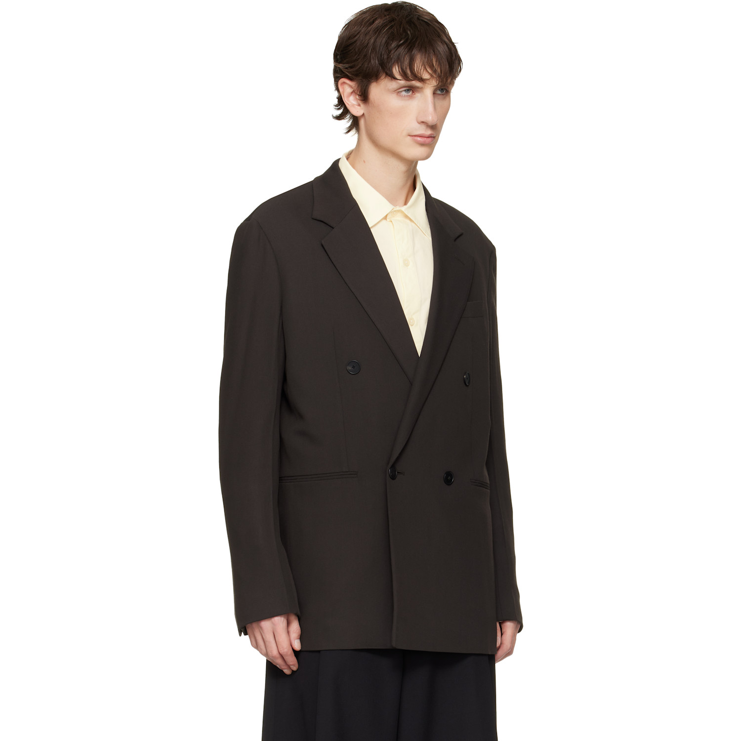  Lanvin Brown Double-breasted Blazer 