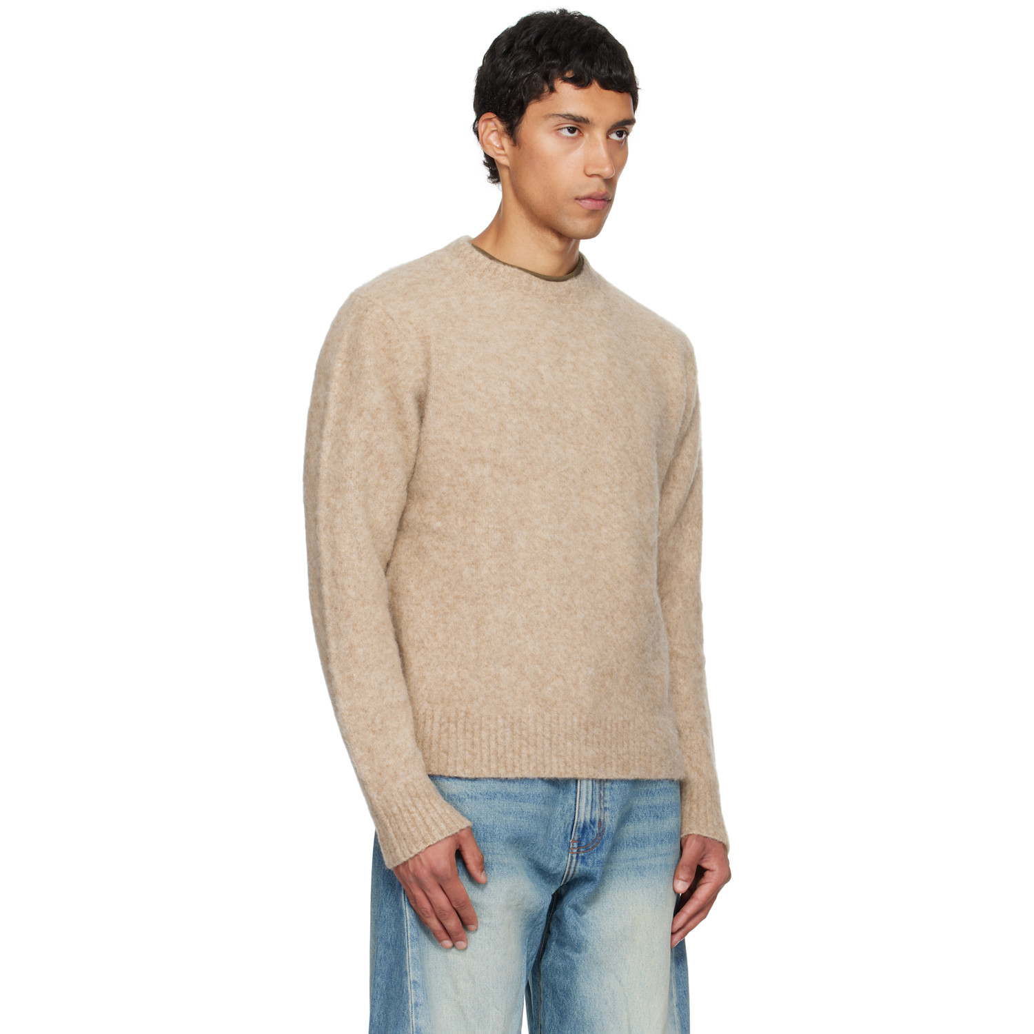  Coor Pink Hairy Alpaca-blend Crewneck Sweater 