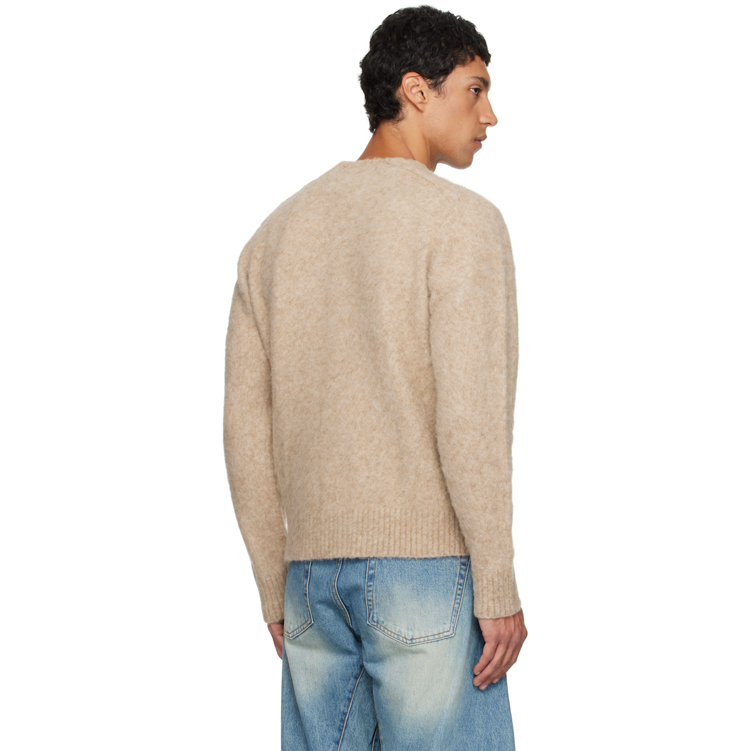  Coor Pink Hairy Alpaca-blend Crewneck Sweater 