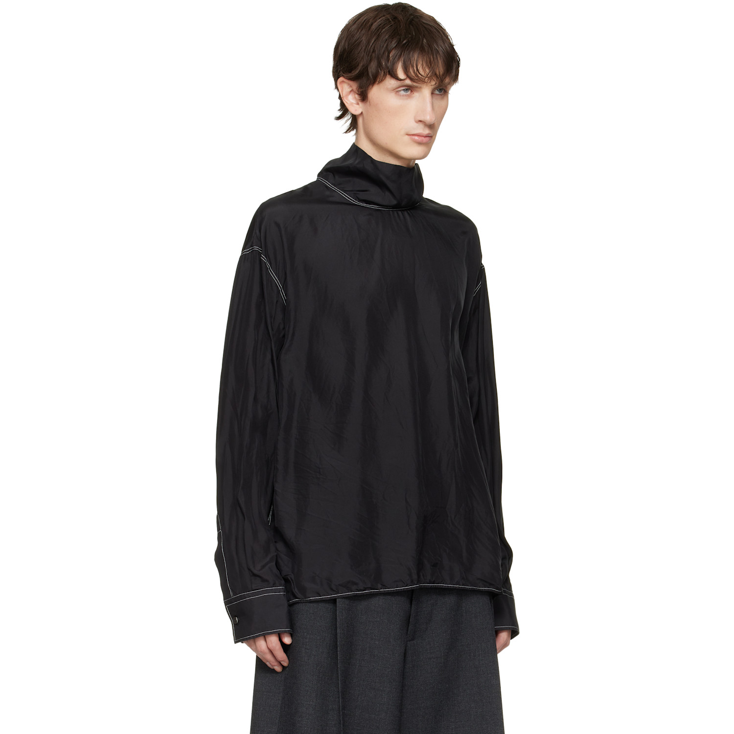  Lanvin Black Silk Turtleneck 