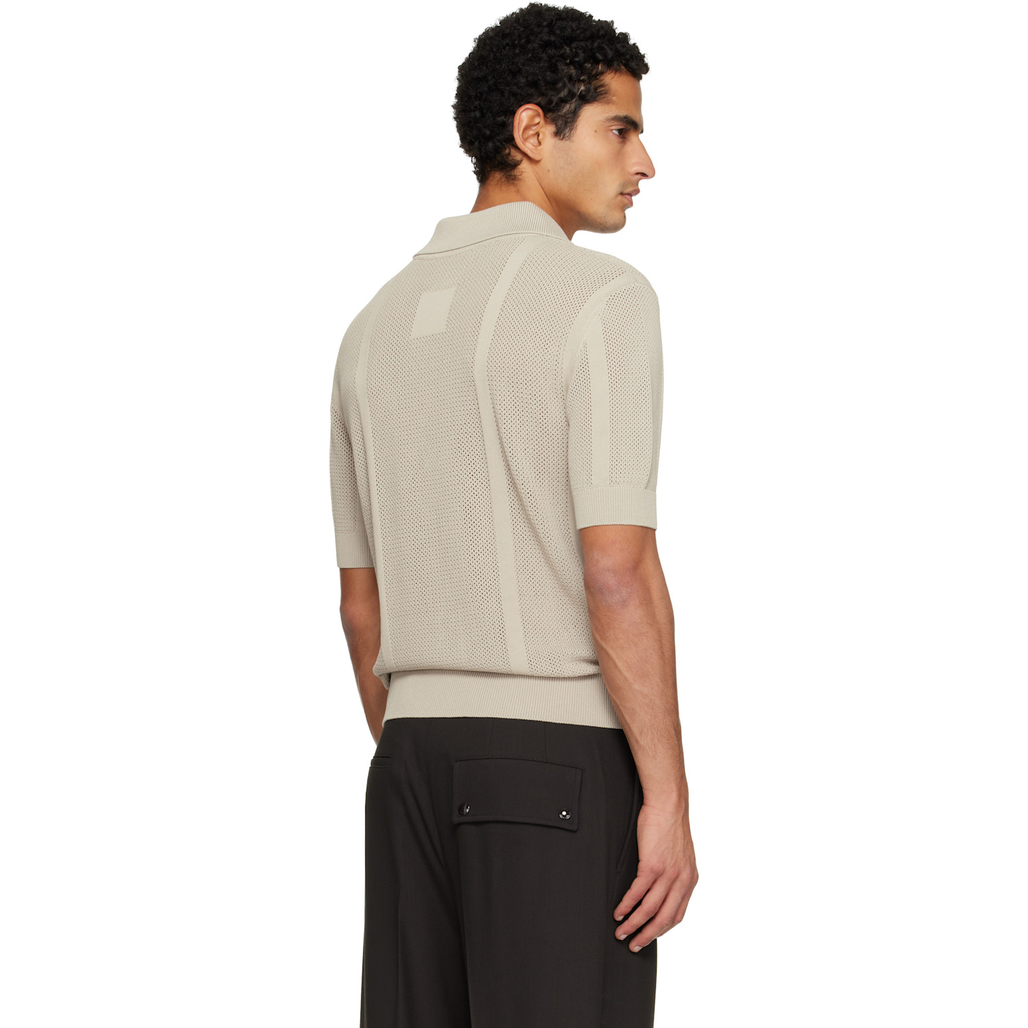  Lanvin Taupe Striped Polo 