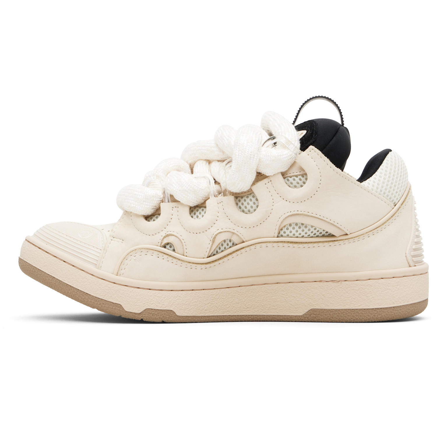  Lanvin Beige Curb Leather With Snake Laces Sneakers 