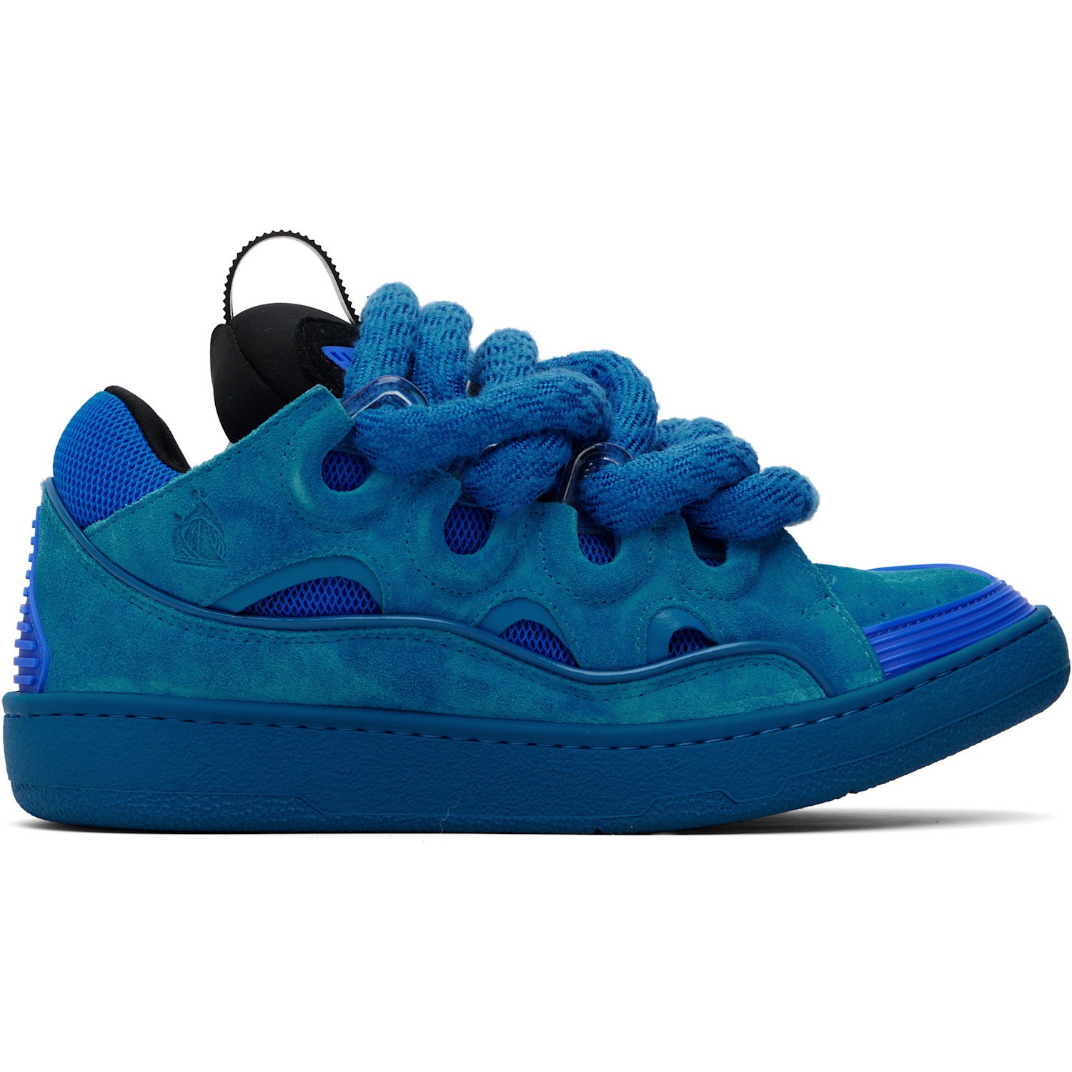 Lanvin Blue Curb Leather With Snake Laces Sneakers