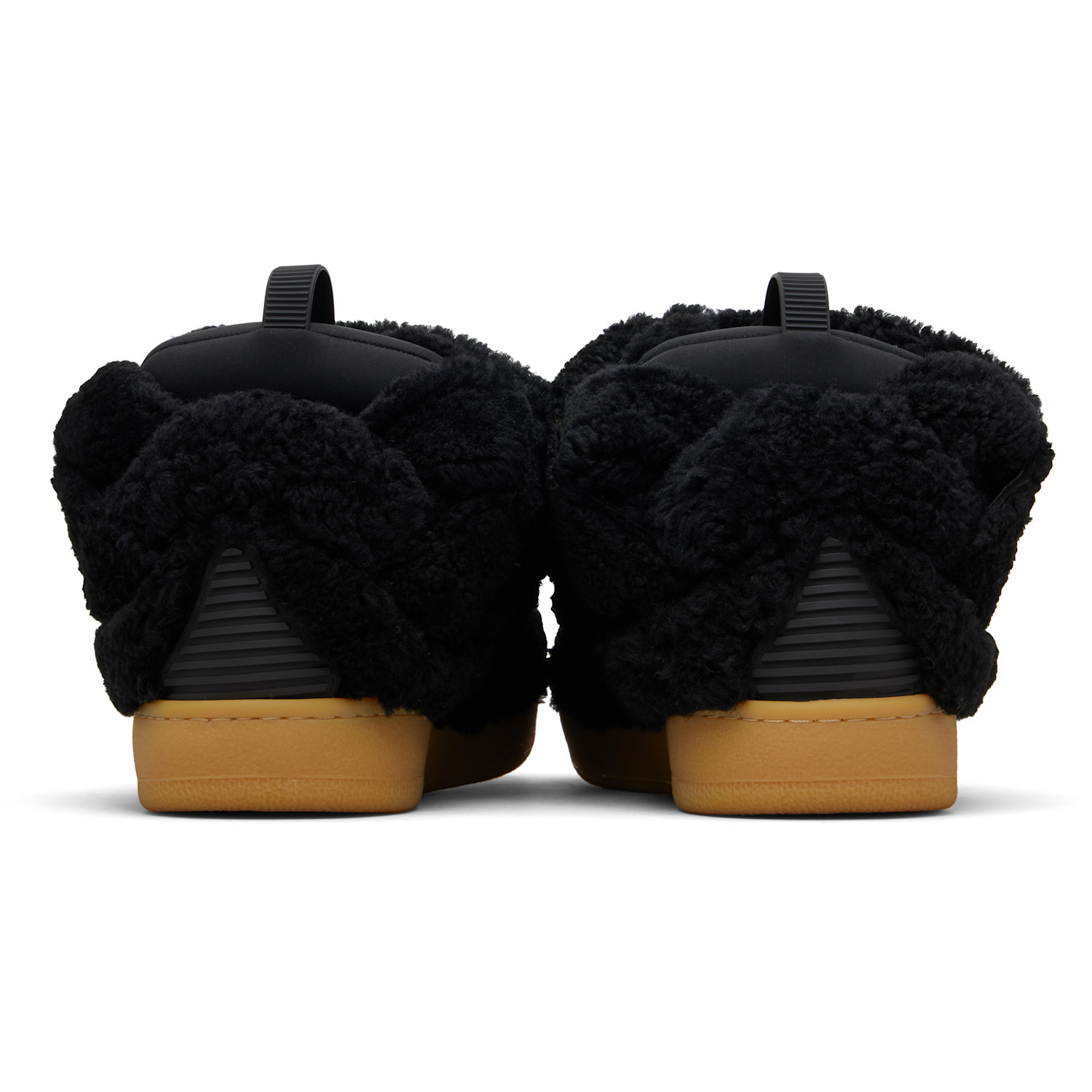  Lanvin Black Curb Shearling Sneakers 