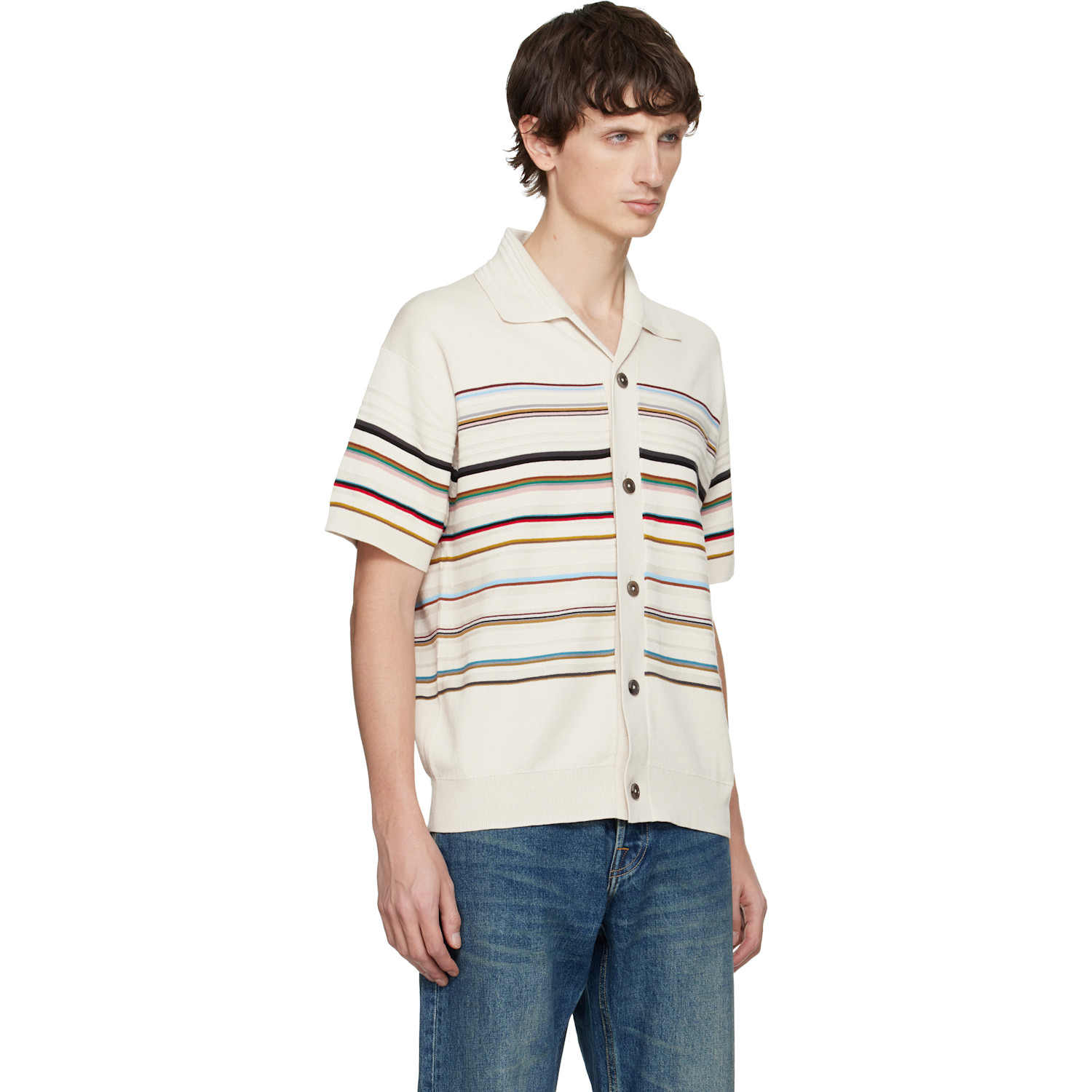  Paul Smith Off-white 'signature Stripe' Short-sleeve Shirt 