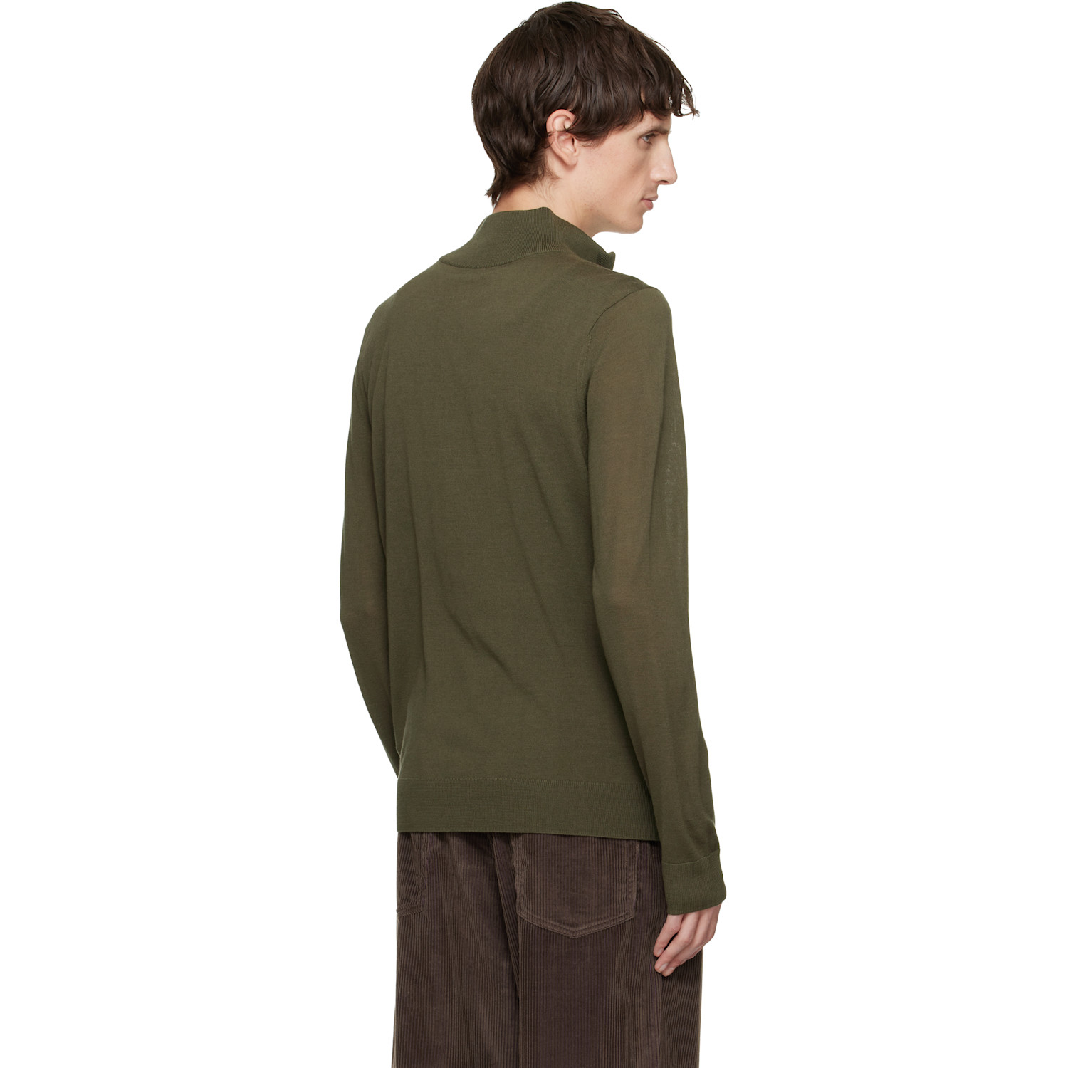  Paul Smith Khaki Merino Wool Half-zip Sweater 