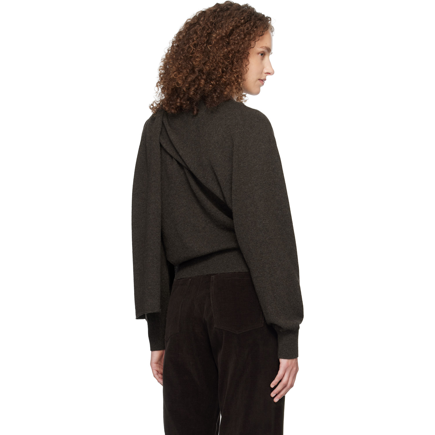  Ferragamo Gray Wrap Cardigan 