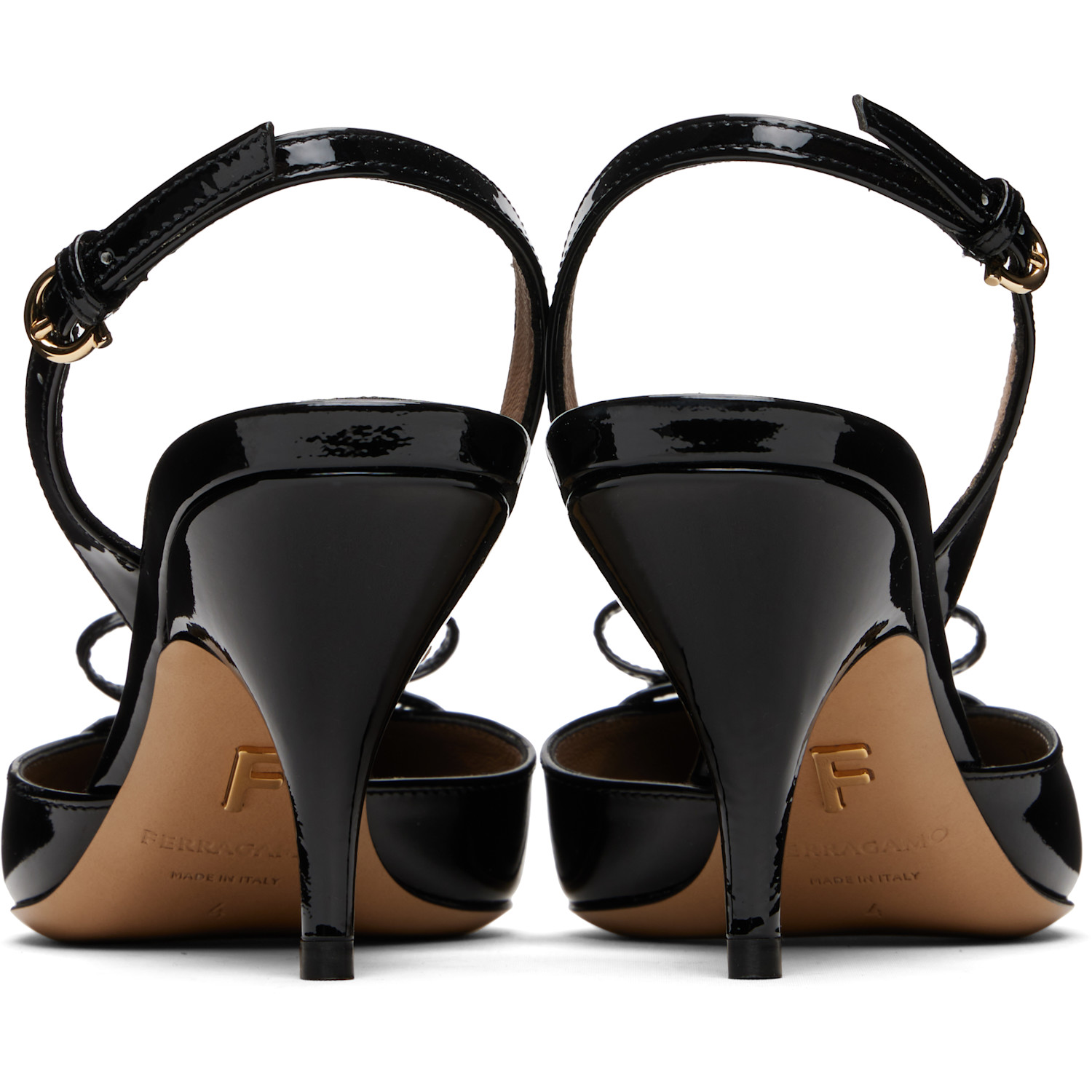  Ferragamo Black Mini Bow Sling Pump Heels 