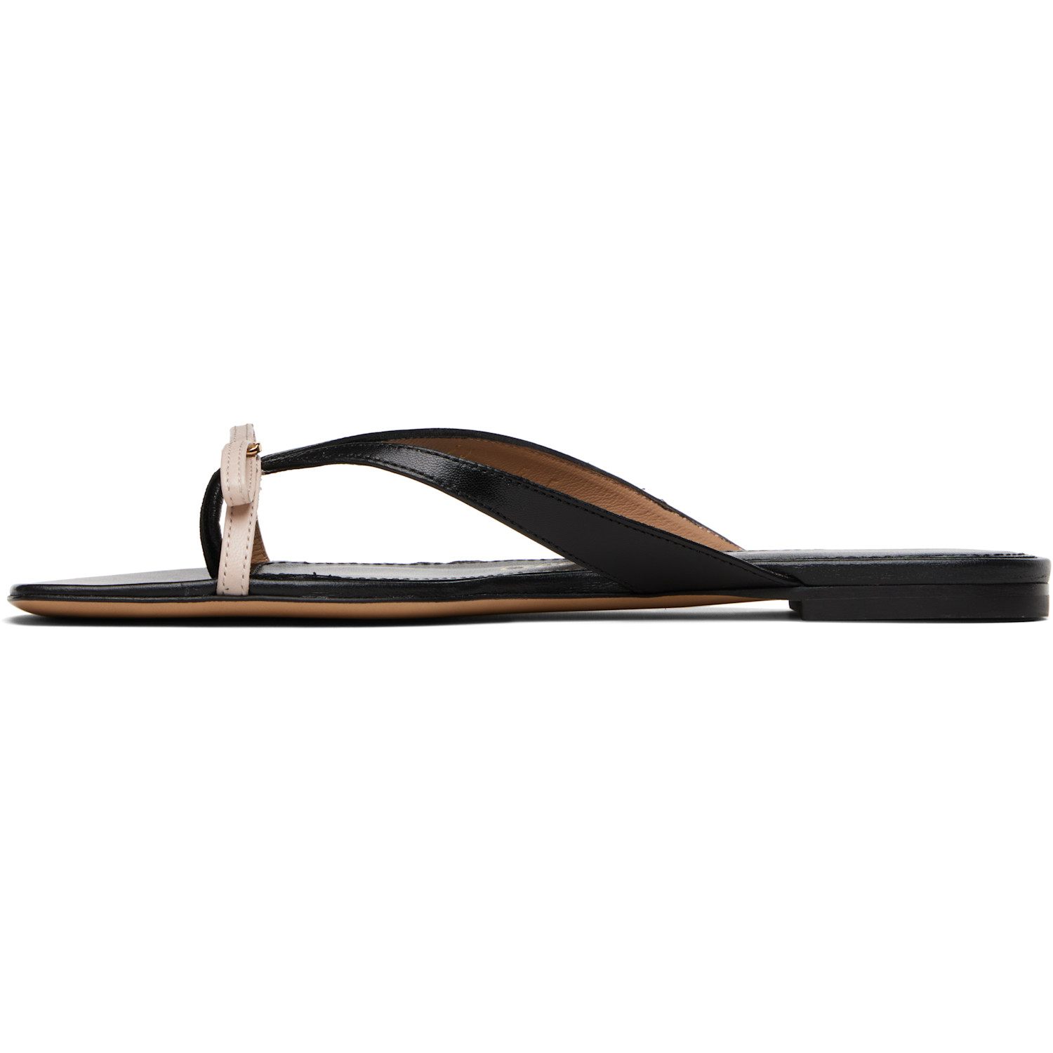  Ferragamo Black & Beige Mini Bow Flip-flops 