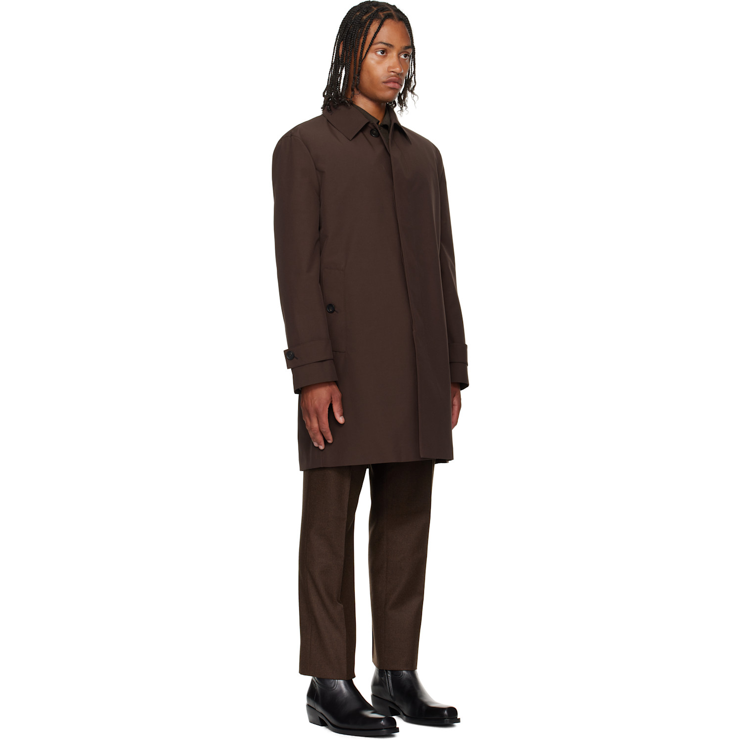  Ferragamo Brown Trench Car Coat 