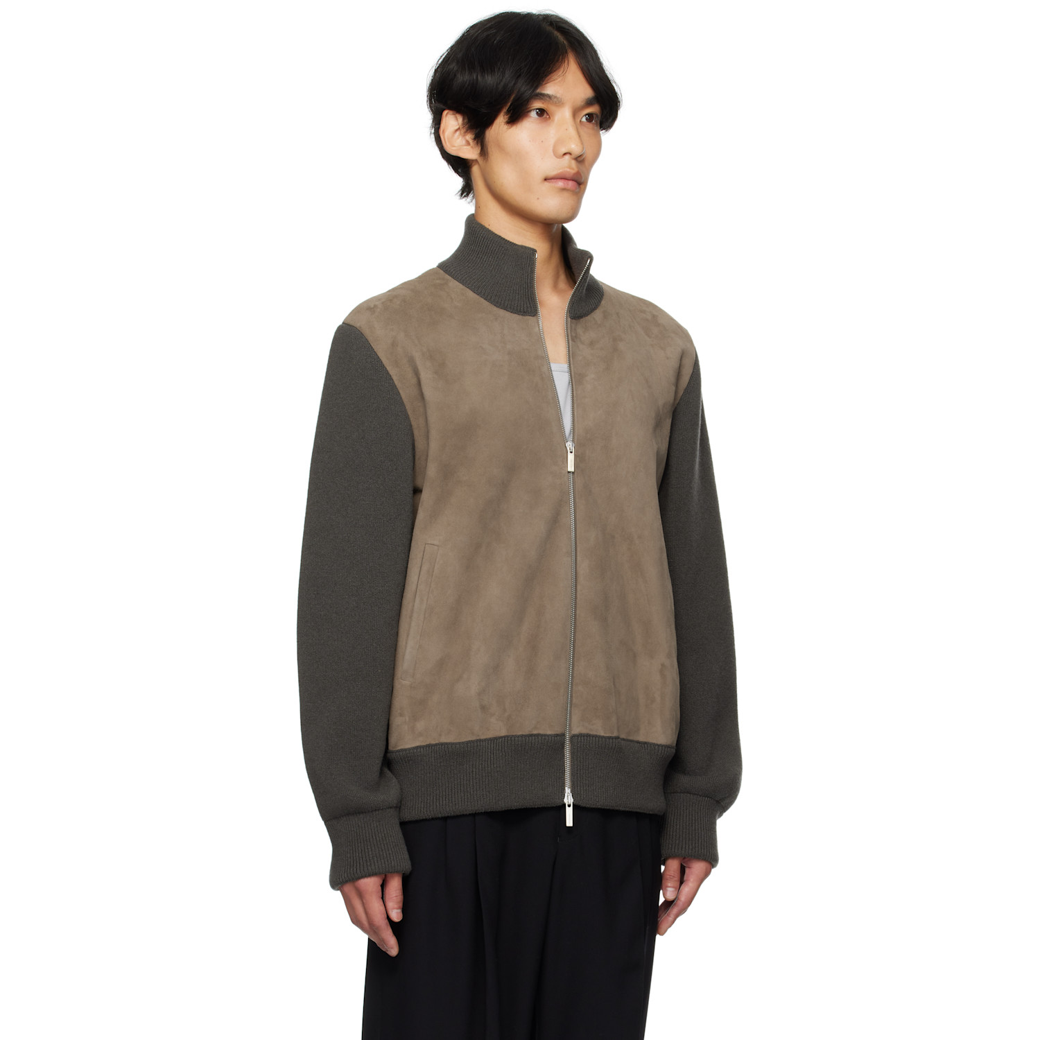  Ferragamo Brown Leather Insert Jacket 