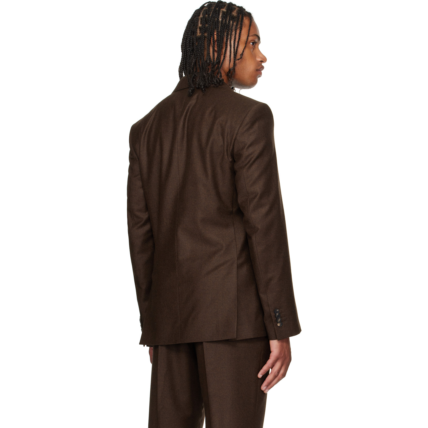  Ferragamo Brown Single Breasted Flannel Blazer 