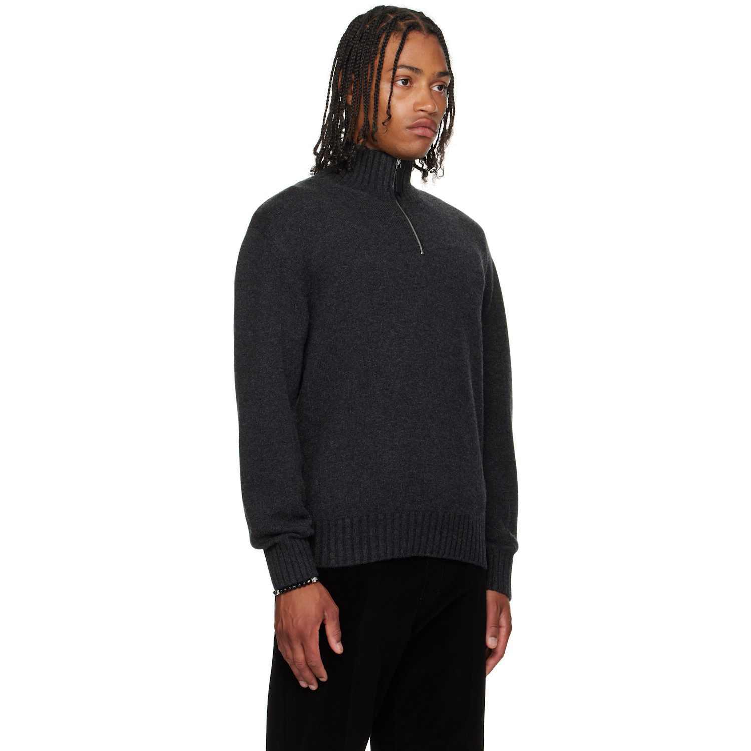  Ferragamo Gray High Neck Cashmere Turtleneck 