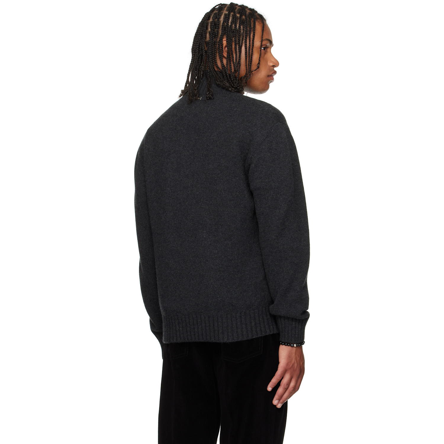  Ferragamo Gray High Neck Cashmere Turtleneck 