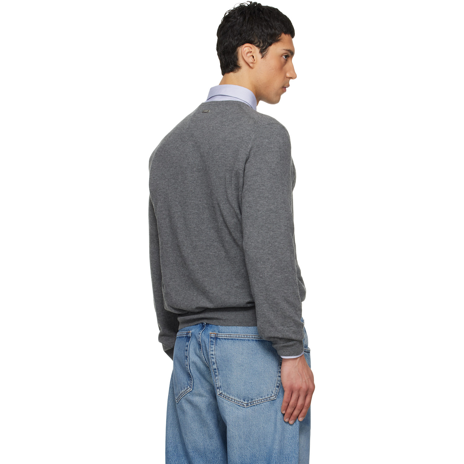  Ferragamo Gray V-neck Sweater 
