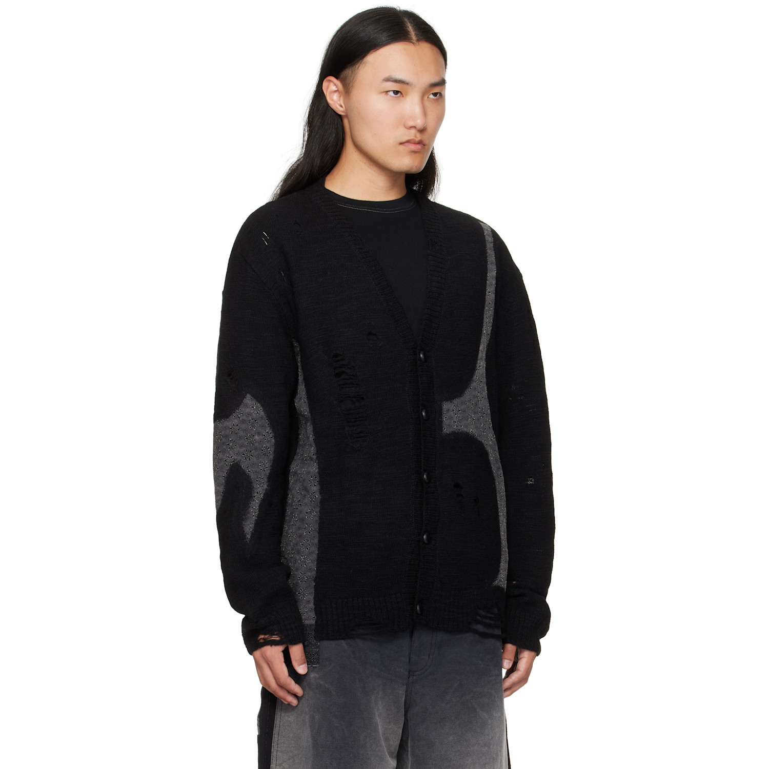  Khoki Black Needle Punched Cardigan 