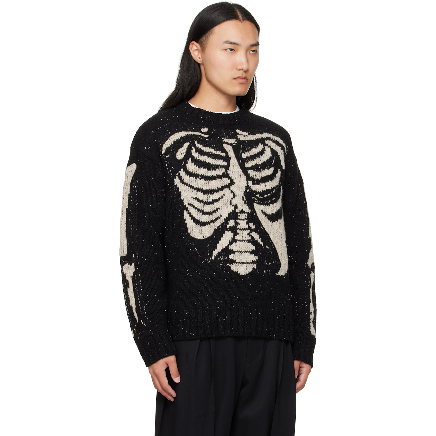  Khoki Black Needle Punched Knit Sweater 