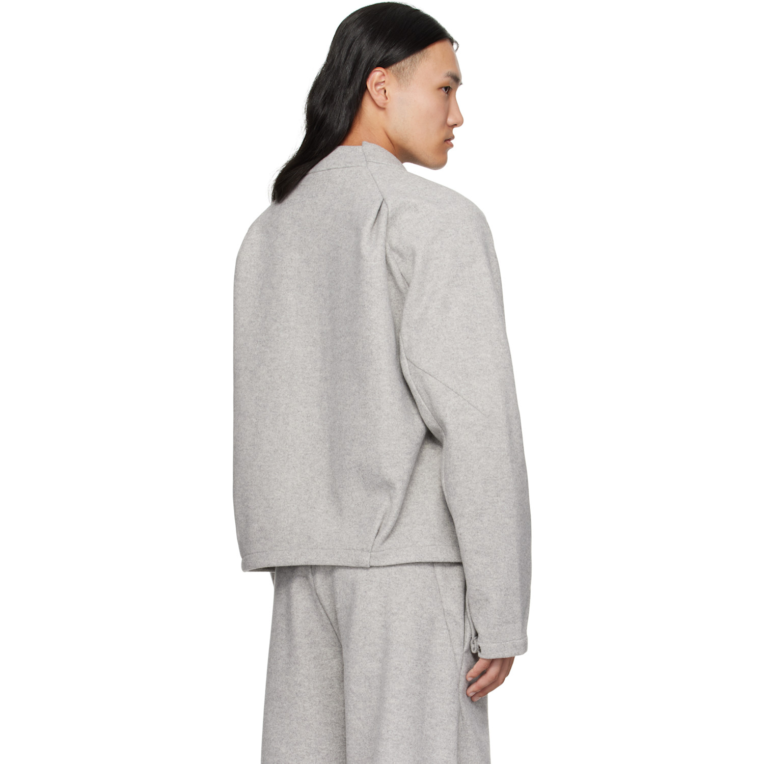  J Eongl I Gray Hybrid Wool Slash Jacket 