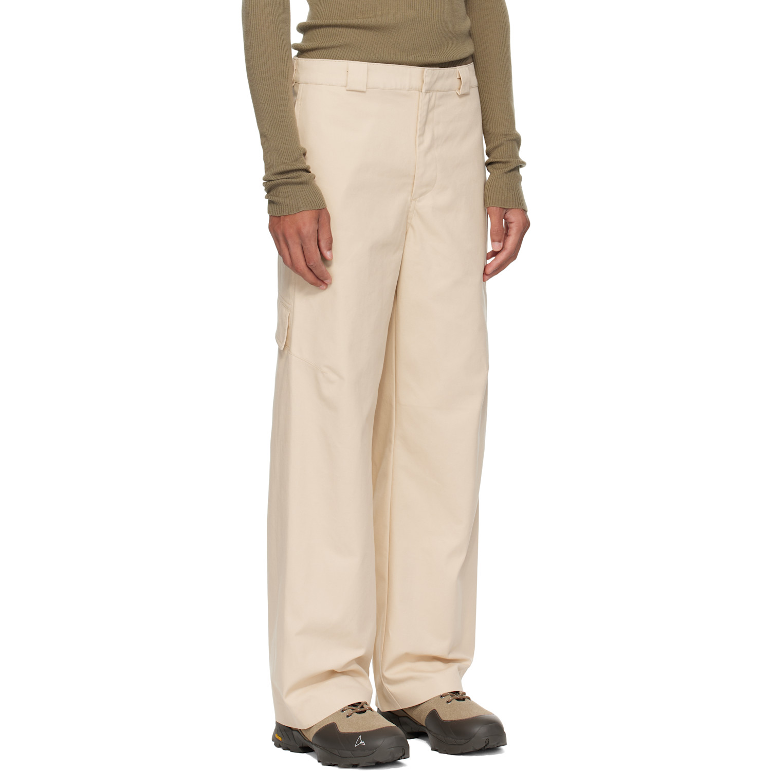 J Eongl I Beige Heavy Cotton Cargo Pants 