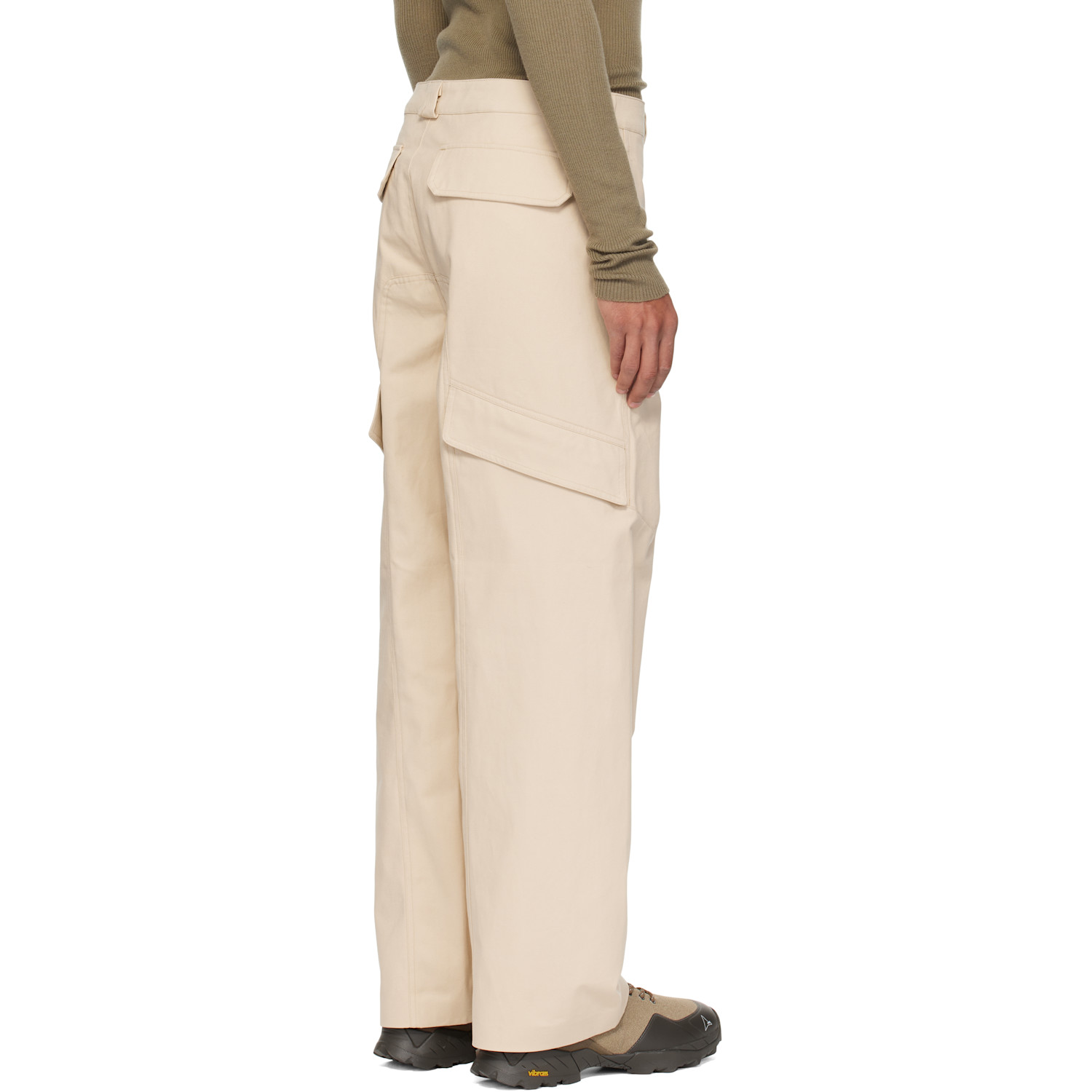  J Eongl I Beige Heavy Cotton Cargo Pants 
