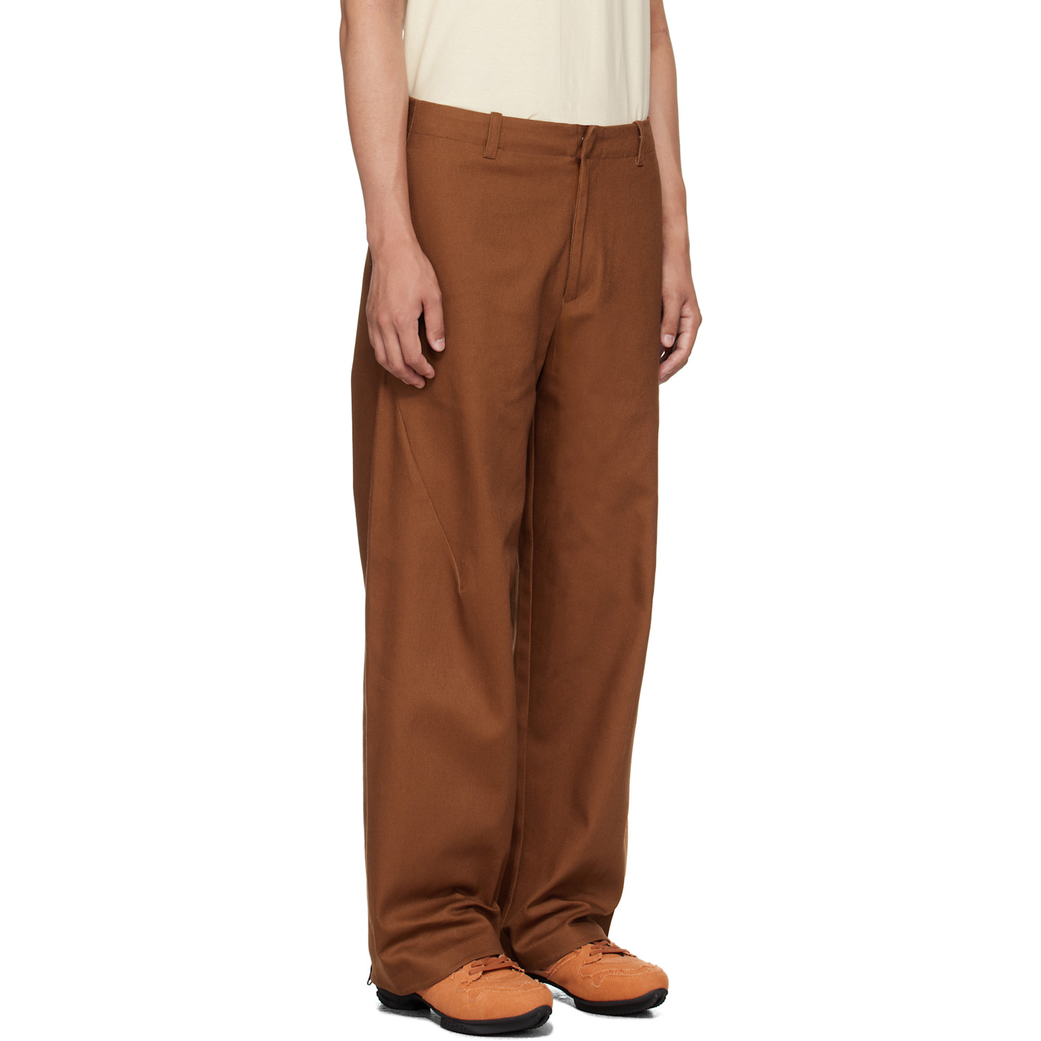  J Eongl I Brown Heavy Cotton Cicada Trousers 