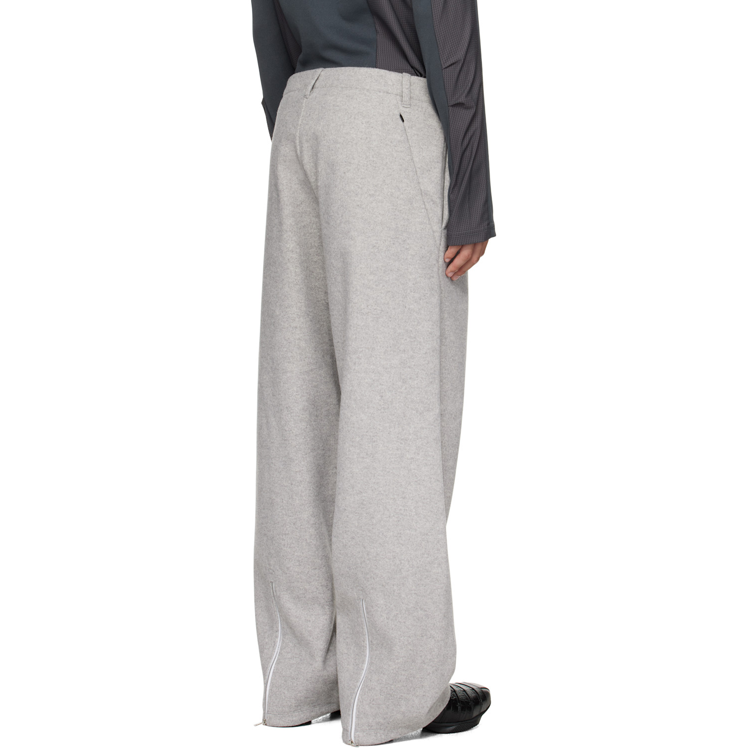  J Eongl I Gray Hybrid Wool Cicada Trousers 