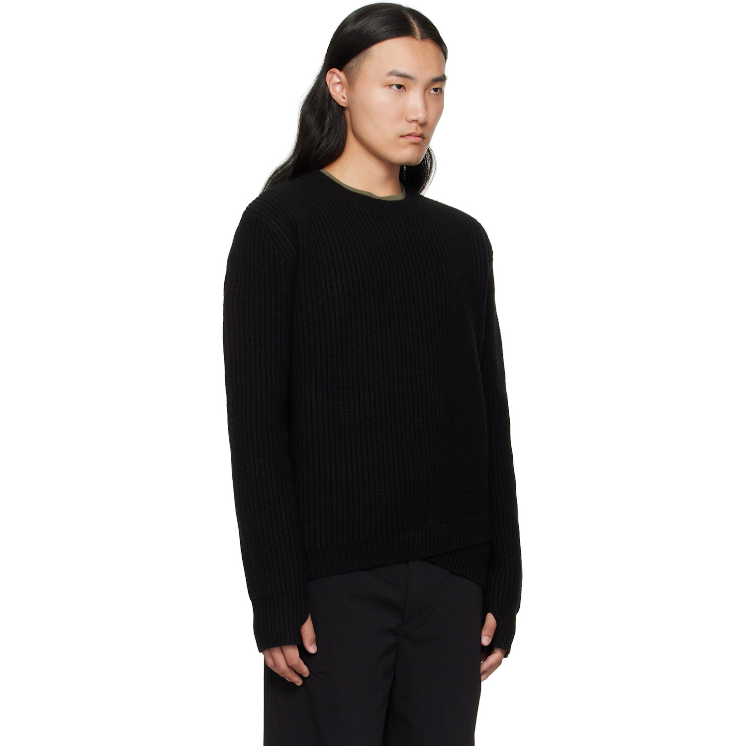  J Eongl I Black Wool 2layer Knit Sweater 