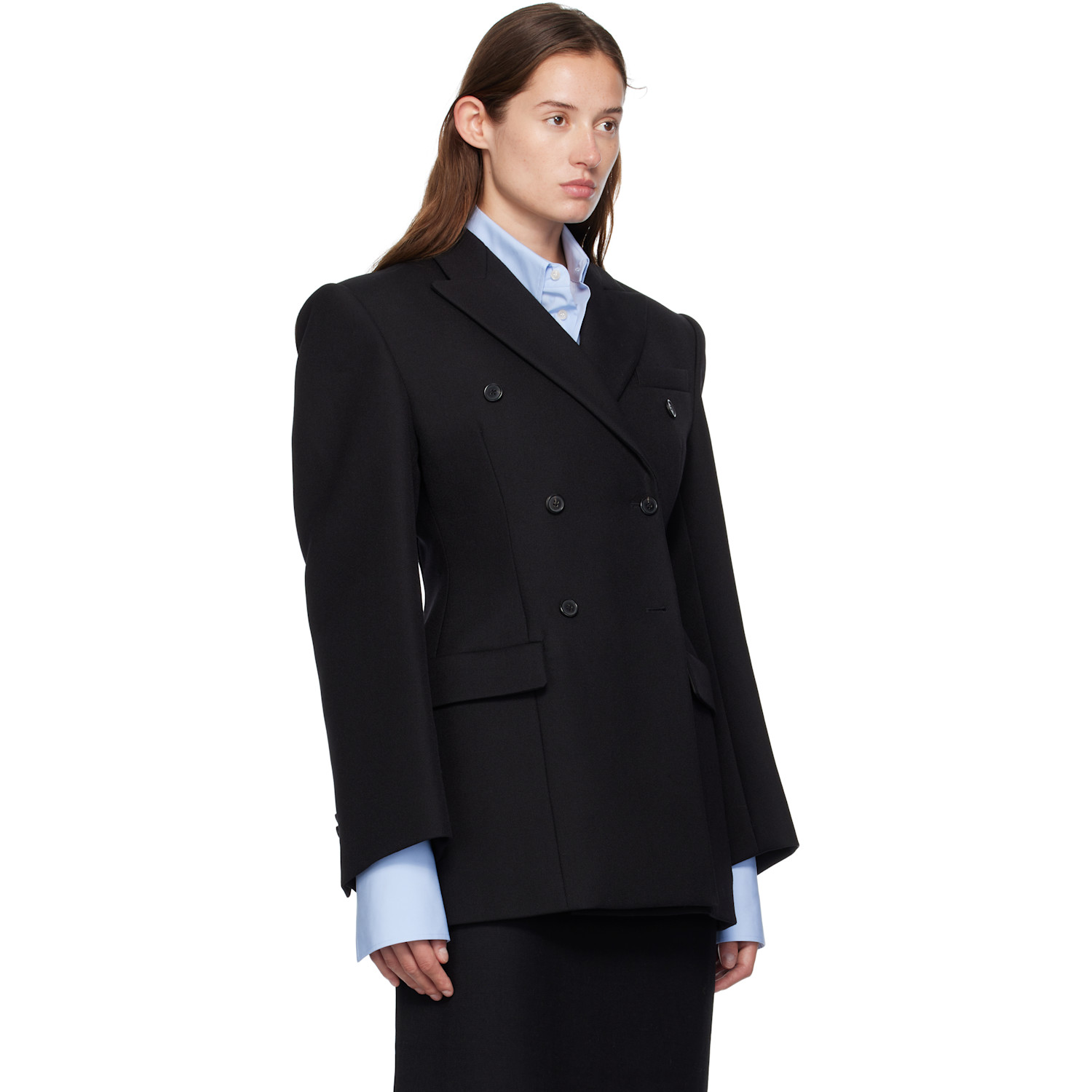  Wardrobe.nyc Black Double Breasted Contour Blazer 