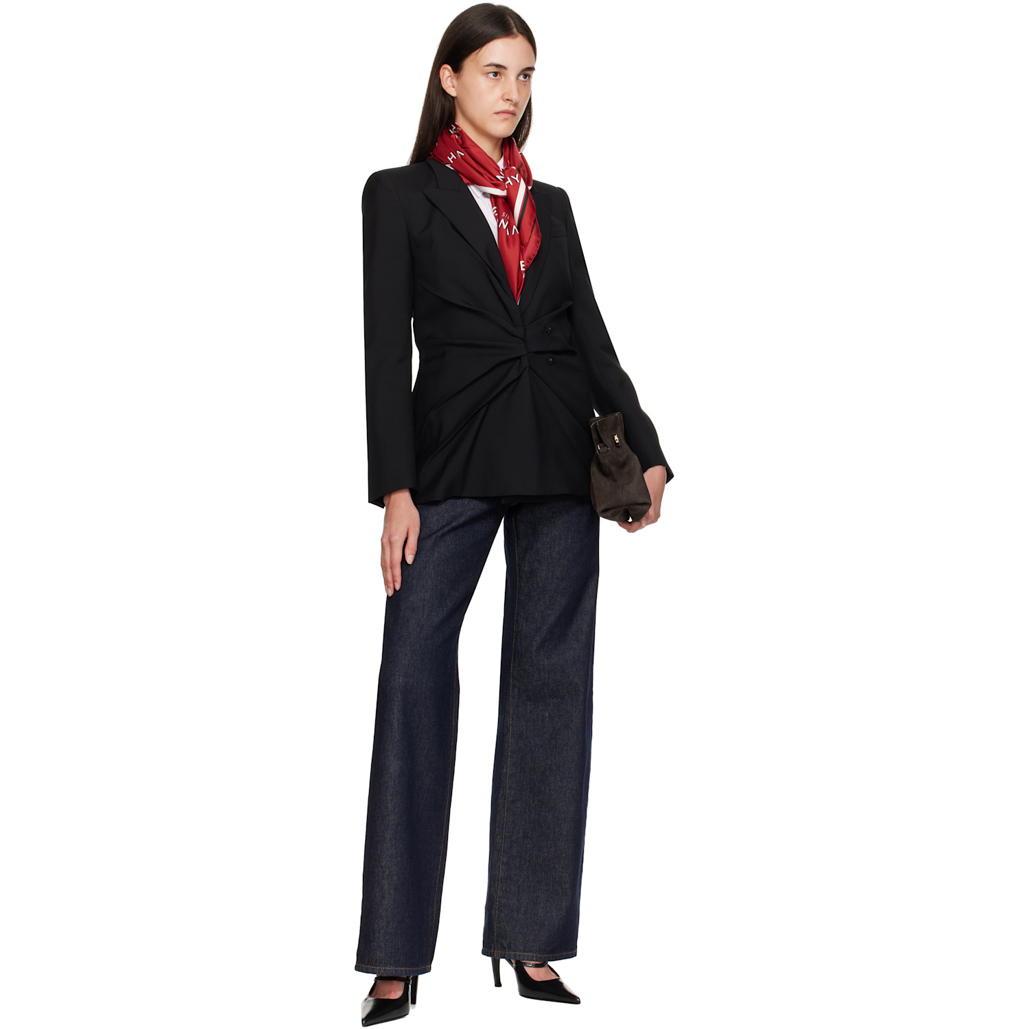  Givenchy Red 'givenchy' Shadow Square Scarf 