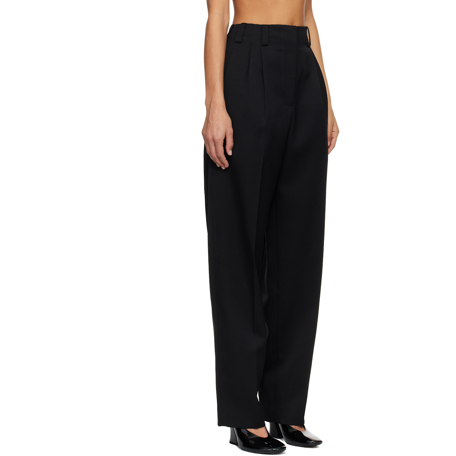  Givenchy Black Slashed Double Pleat Trousers 