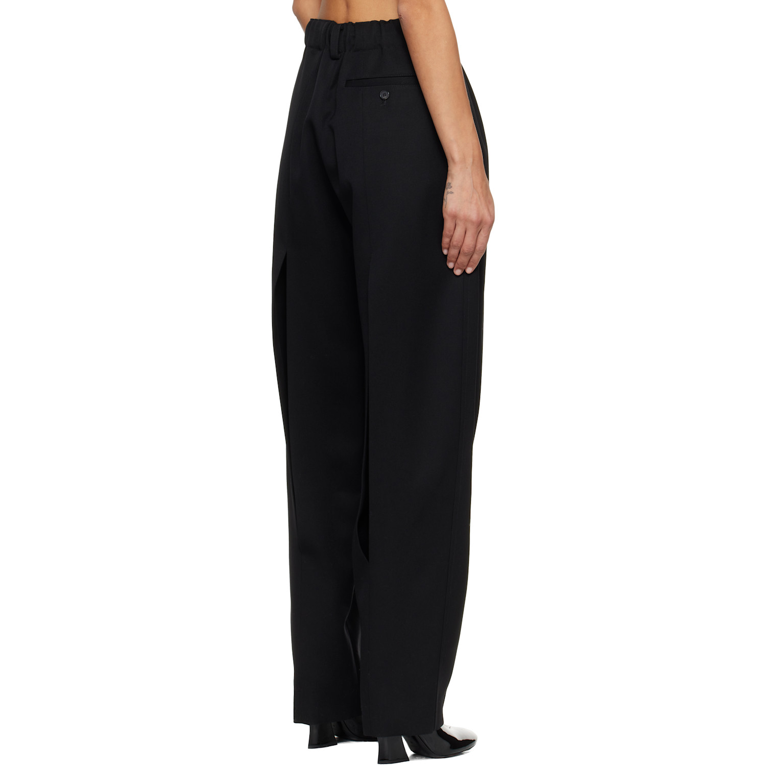  Givenchy Black Slashed Double Pleat Trousers 
