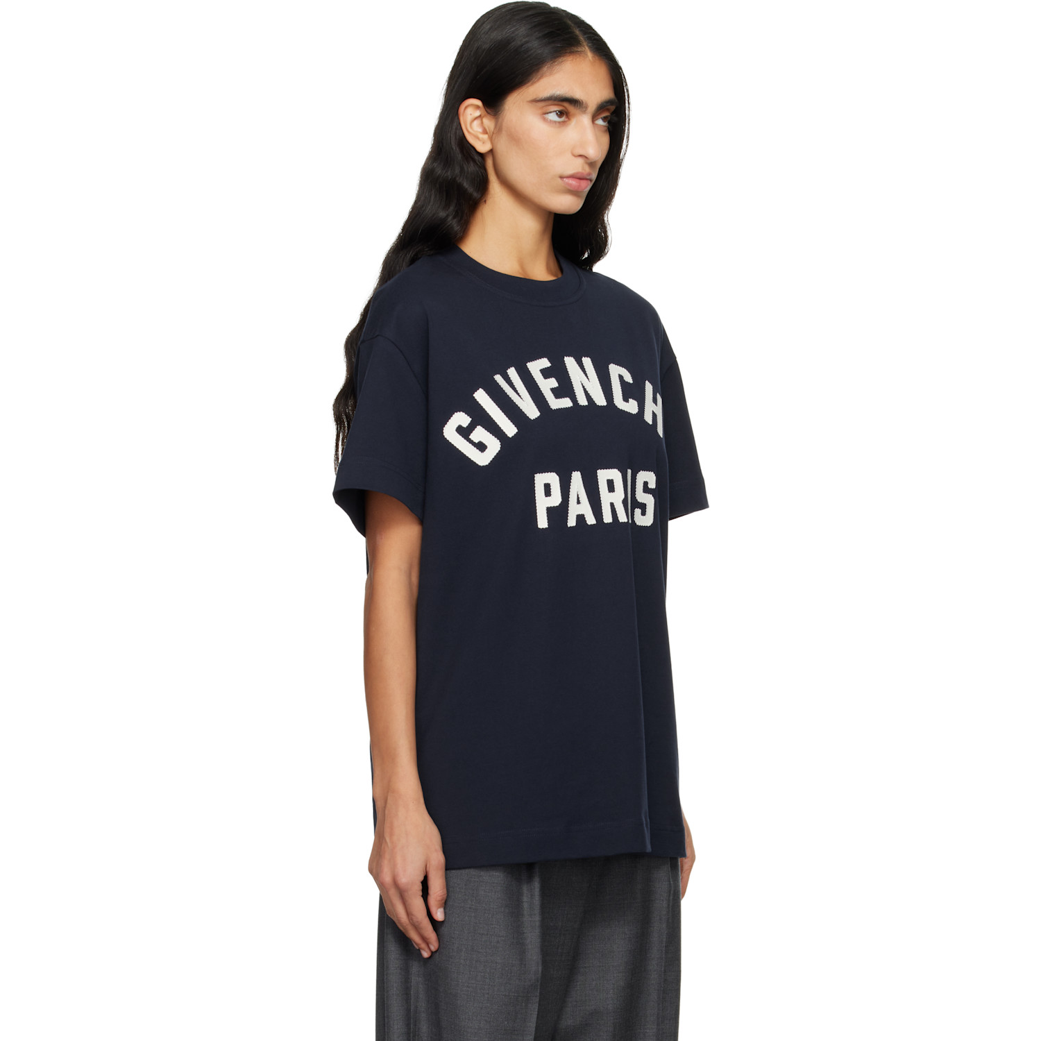  Givenchy Navy 'givenchy Paris' Boxy Fit T-shirt 
