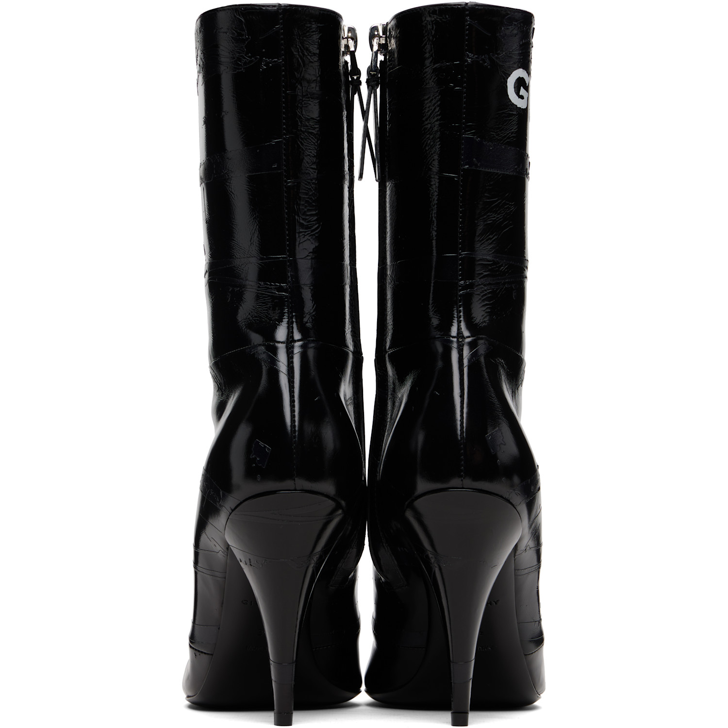  Givenchy Black Sliced Square 'givenchy' Tape Boots 