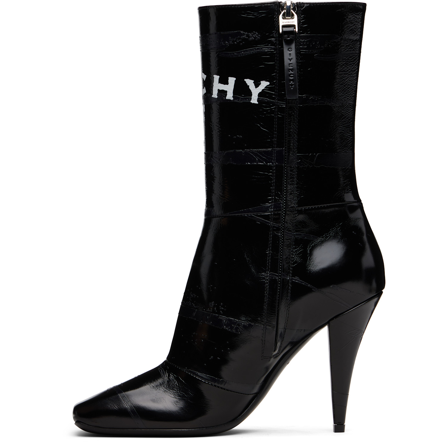  Givenchy Black Sliced Square 'givenchy' Tape Boots 