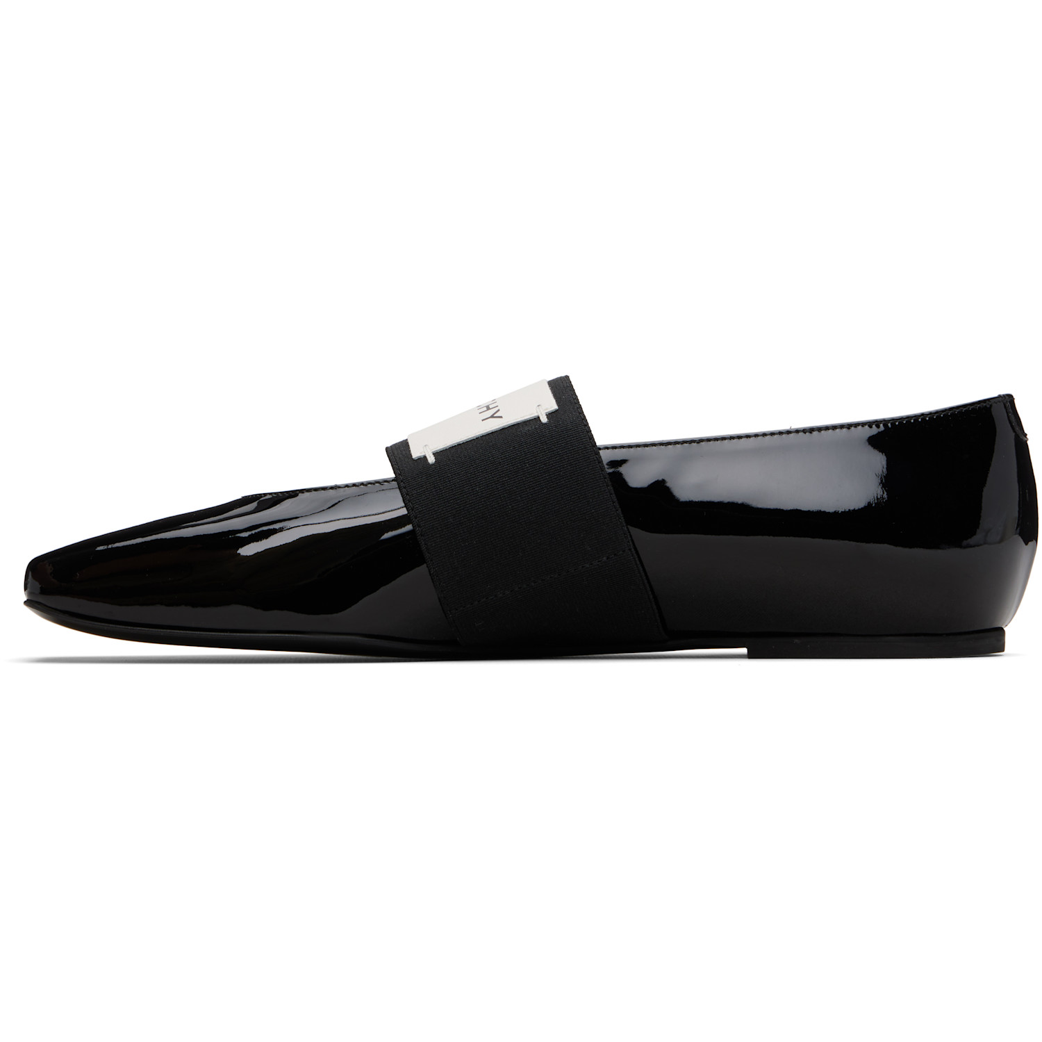  Givenchy Black Sliced Square Patent Leather Ballerina Flats 