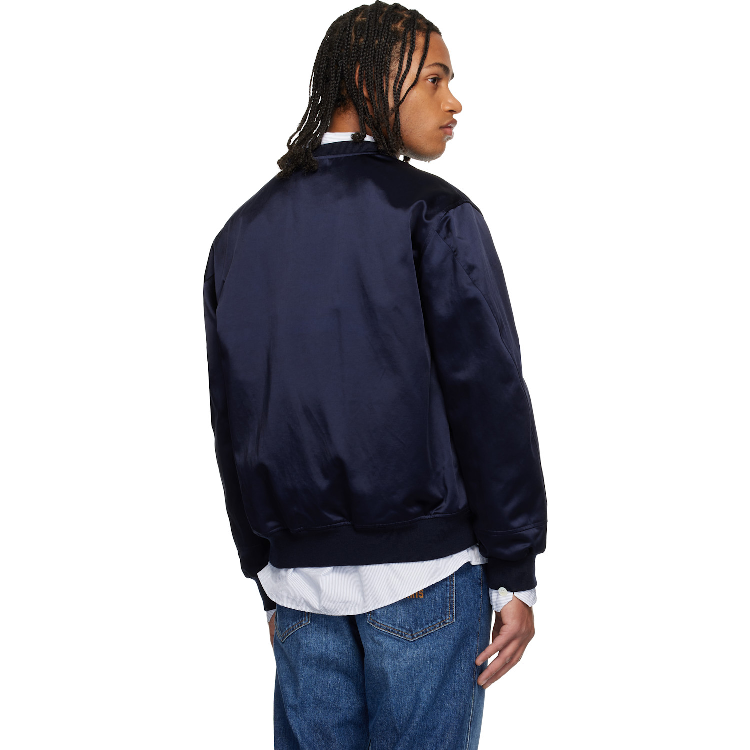  Givenchy Navy Couture Seam Bomber Jacket 