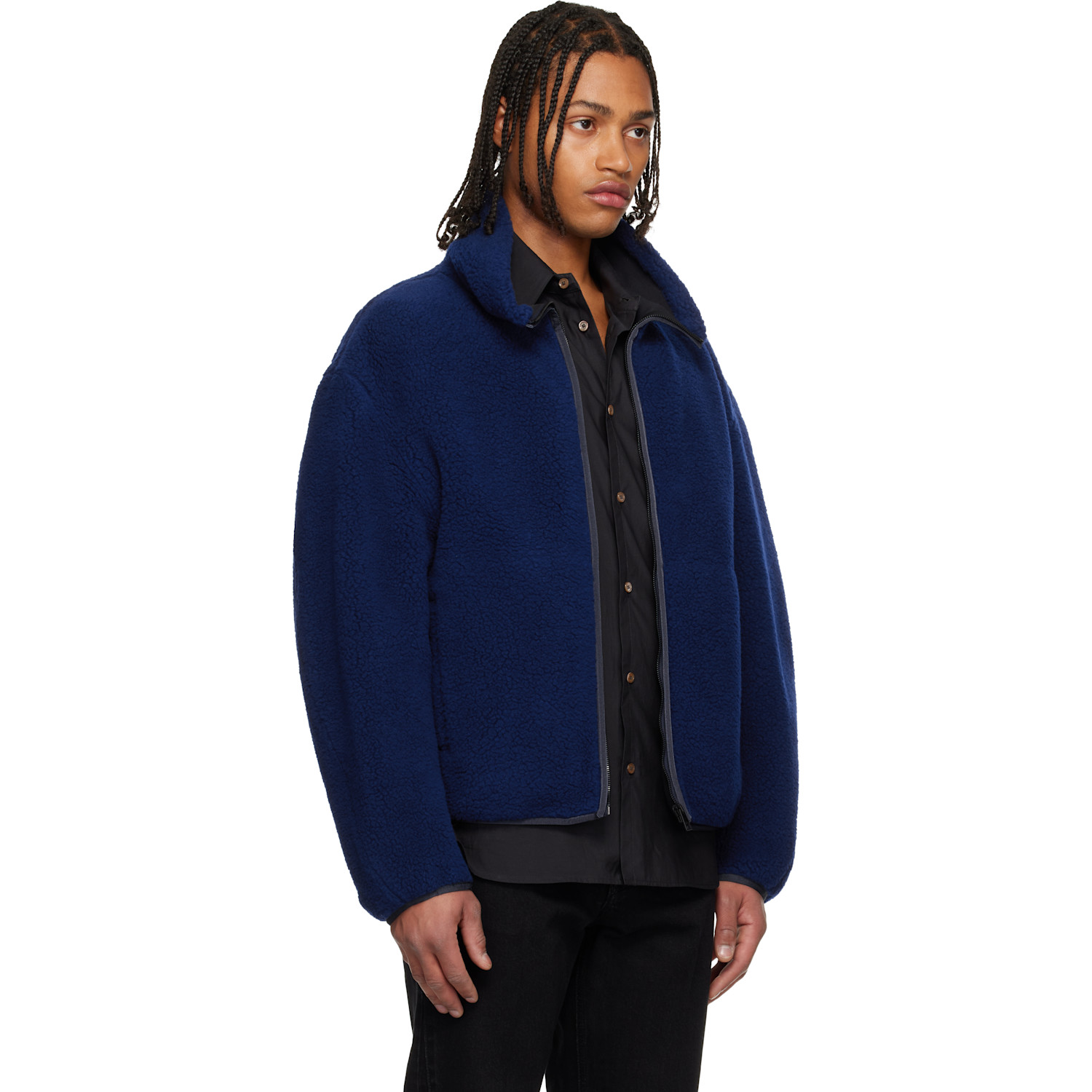  Givenchy Blue Wool Fleece Bomber Jacket 