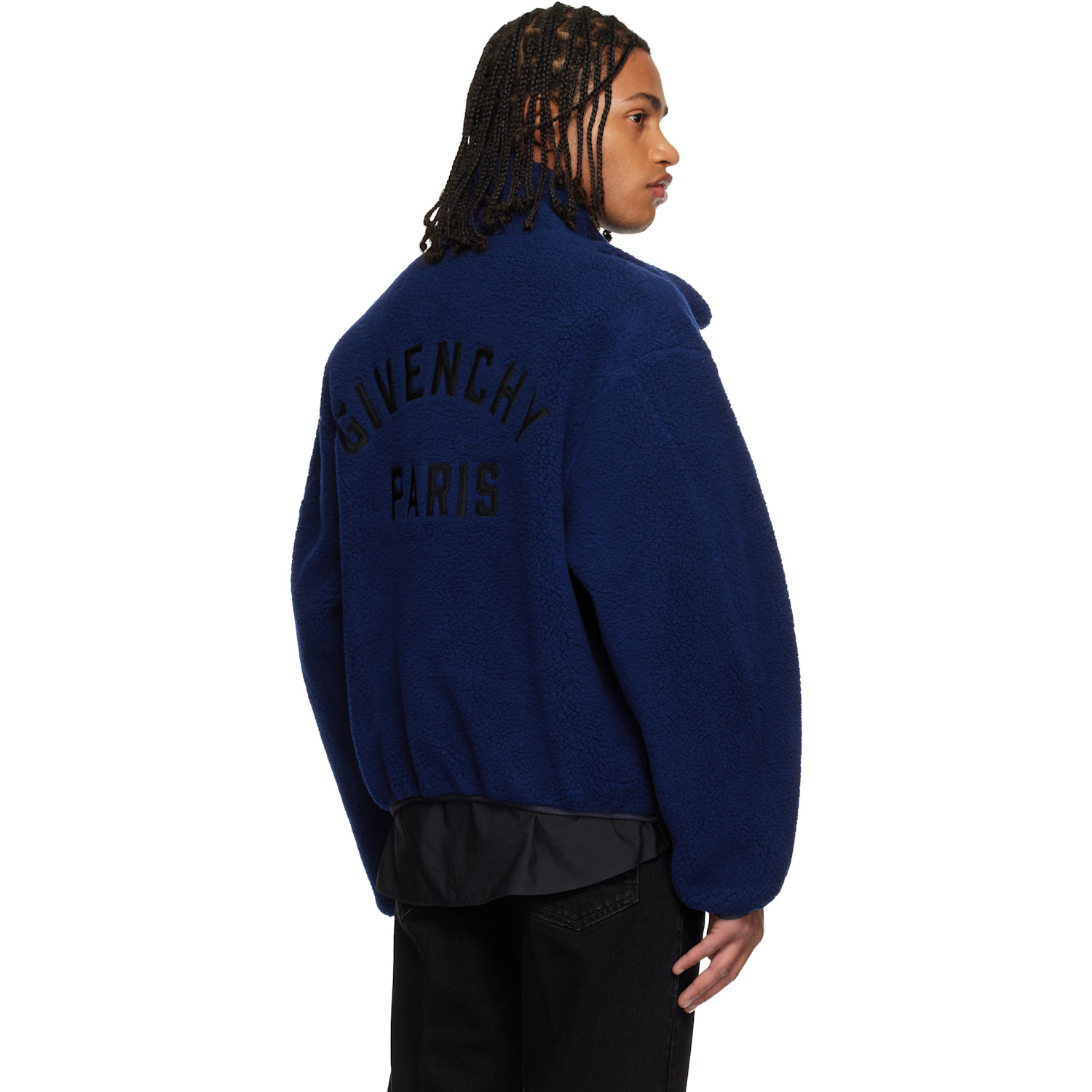  Givenchy Blue Wool Fleece Bomber Jacket 