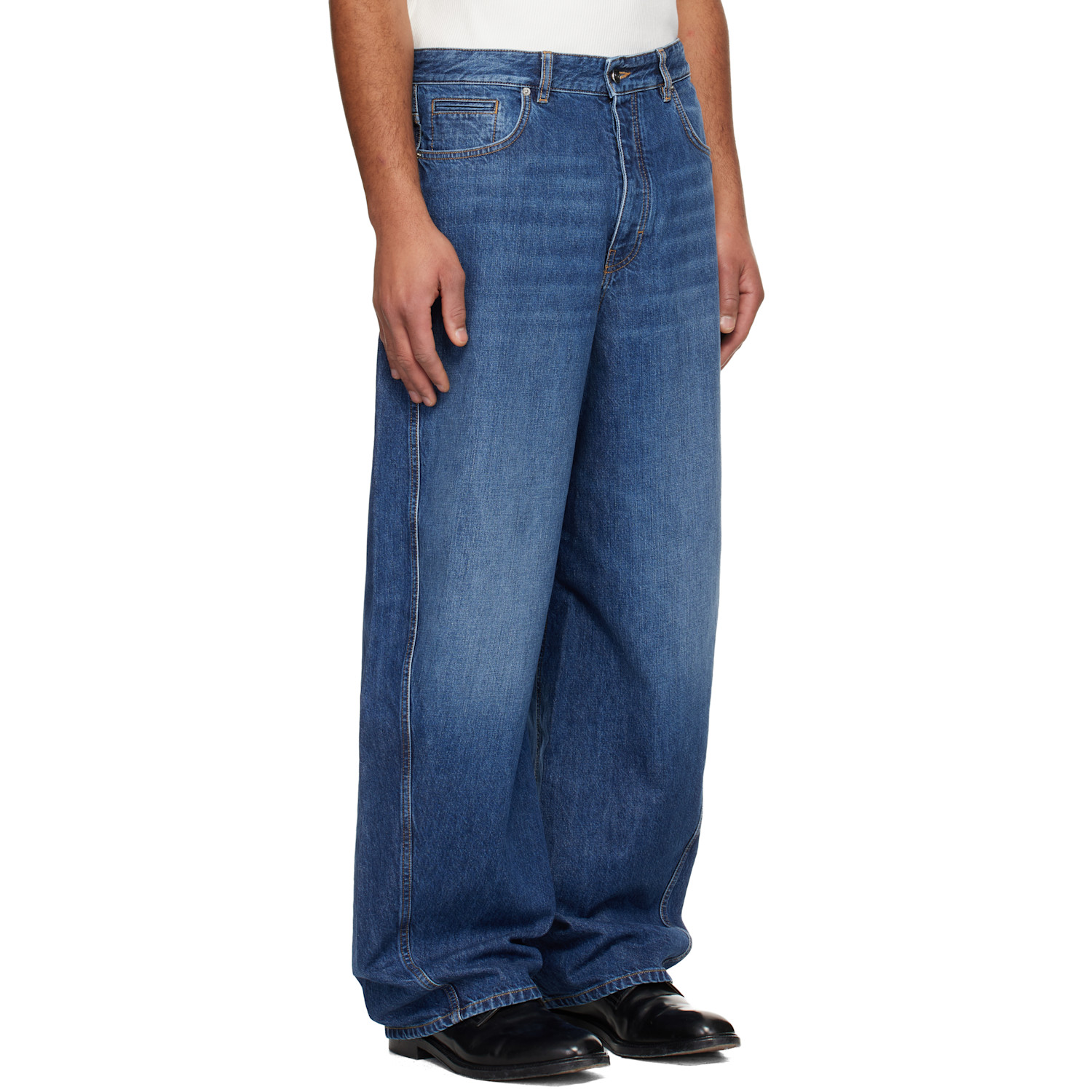  Givenchy Blue Denim Couture Seam Washed Jeans 