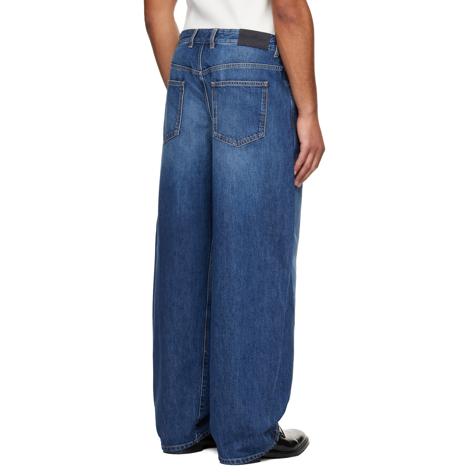  Givenchy Blue Denim Couture Seam Washed Jeans 