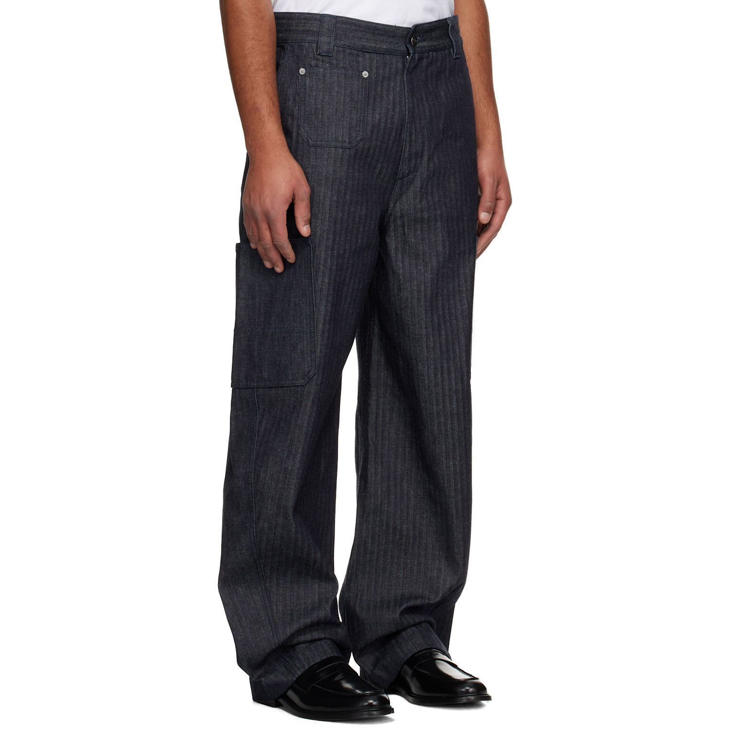  Givenchy Navy Herringbone Denim Cargo Pants 